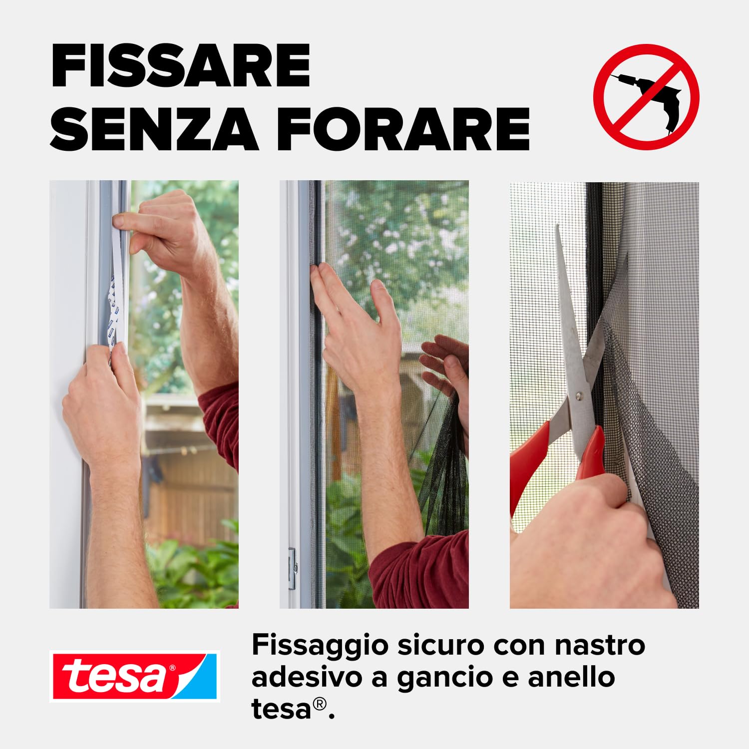 Tesa Insect Stop Zanzariere Attacca & Stacca STANDARD per Finestre - Zanzariera Adesiva - Rete per Zanzariera Regolabile a Piacere - Bianco, 130 cm x 150 cm