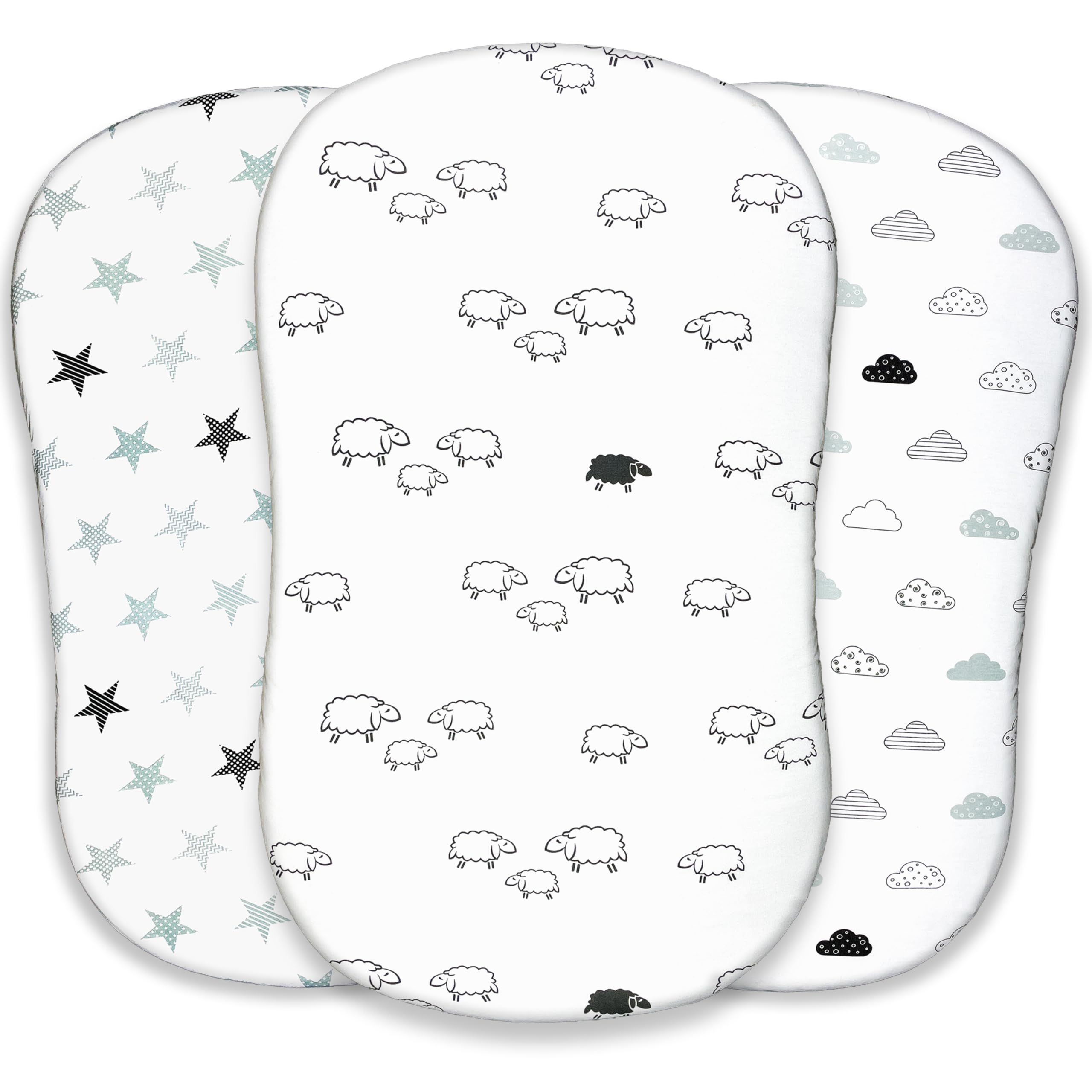 VOLHA&CO Bassinet Fitted Sheets for Halo Bassinest Swivel Sleeper 100% Cotton Jersey 3-Pack