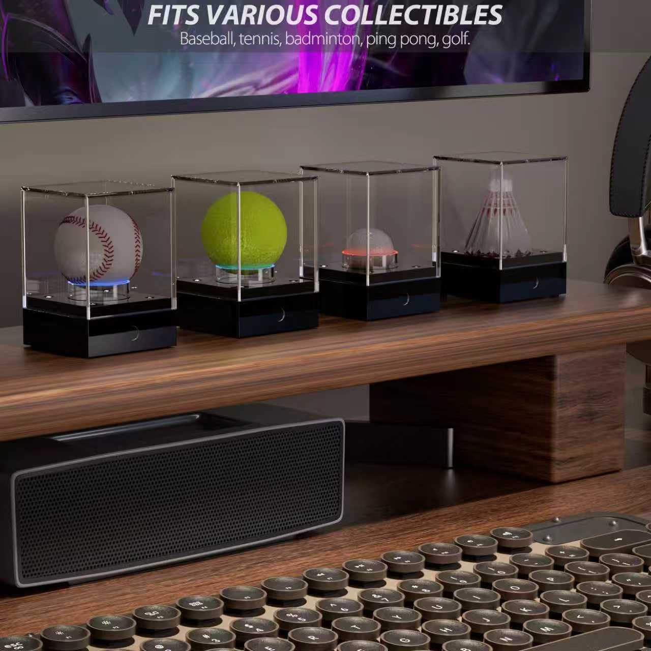 Baseball Display Case with Led Light, Clear Cube Baseball Holder for Display, Acrylic UV Protected Clear Baseball Stand for Memorabilia Baseball Gifts 1 Pack - Image 4