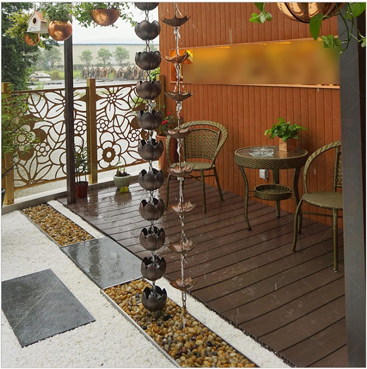 Rain Chains for Gutters Flower Cup Pure Copper Drainage Rain Chain Courtyard Decoration Chain Retro Courtyard Special Rain Catchers