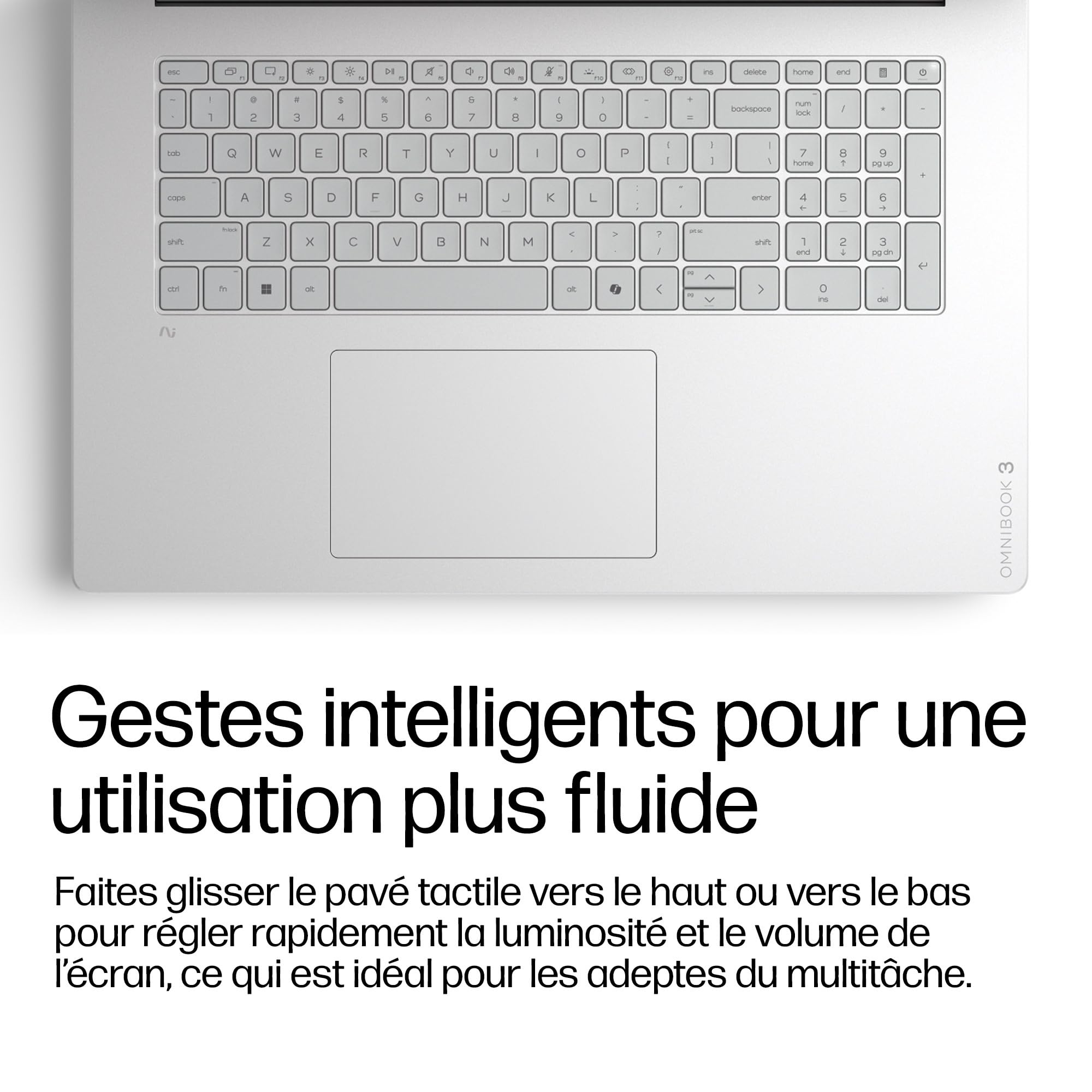 HP OmniBook 3 PC Portable 16" WUXGA 16:10 IPS, AMD Ryzen 5 40, RAM 16 Go, SSD 512 Go, Windows 11, Ordinateur Portable 16 Pouces, pavé numérique, Argent, Clavier AZERTY, 16-by0008sfx
