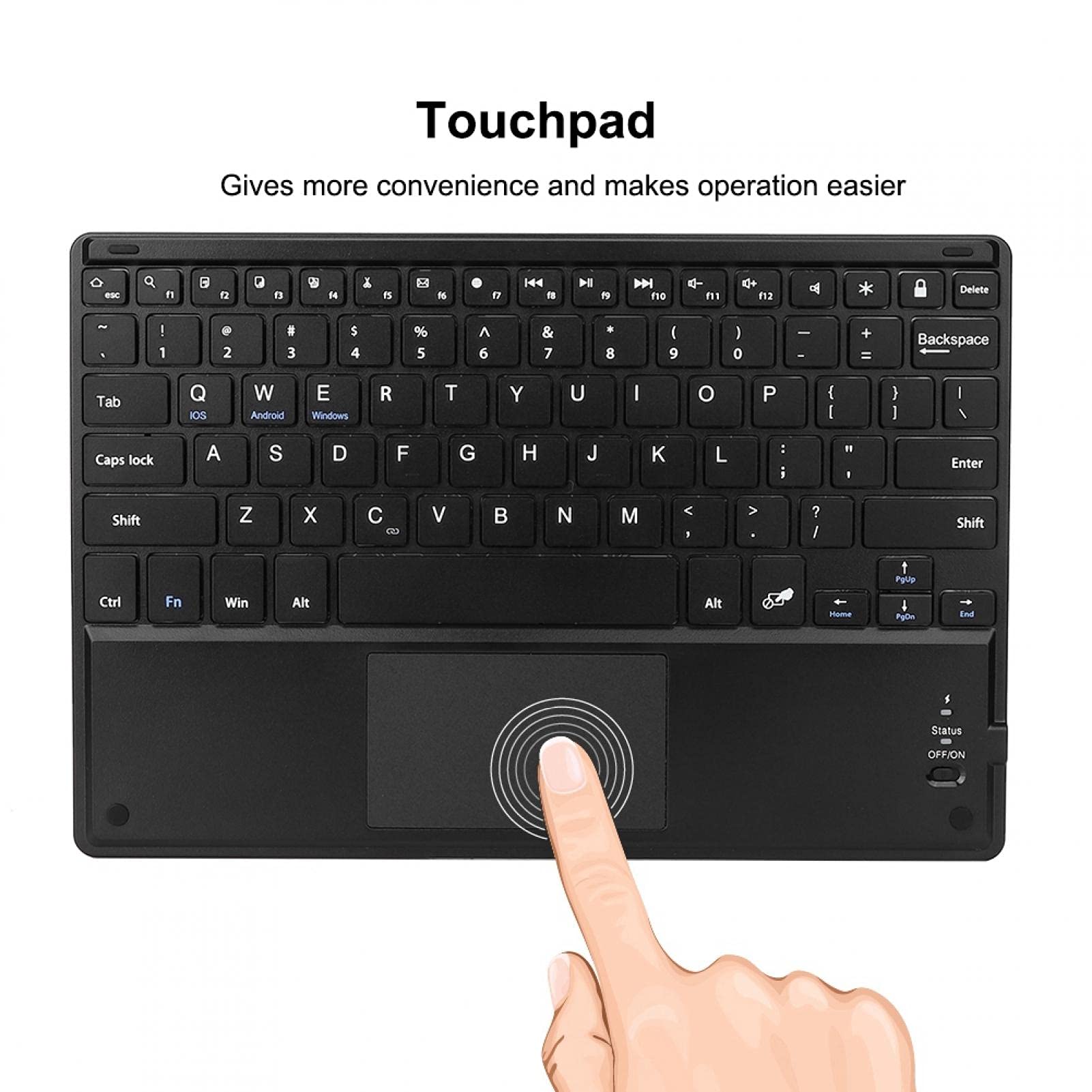 Tastiera Portatile, Tastiera Bluetooth Portatile, Tastiera Bluetooth Ultrasottile, Tastiera touchpad Bluetooth funzionante da 100 Ore con Custodia Protettiva per Tablet PC da 9,7-10 Pollici