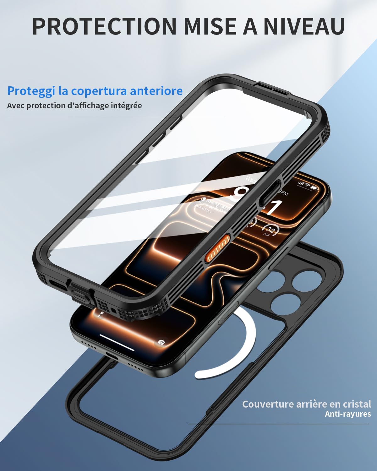Lanhiem Coque pour iPhone 17 Pro Max IP68 Étanche 360 Integrale Antichoc | Noir,Imperméable,Waterproof,Étui avec Protection écran,Antipoussière,Incassable,Compatible avec MagSafe,Renforcée,Chantier