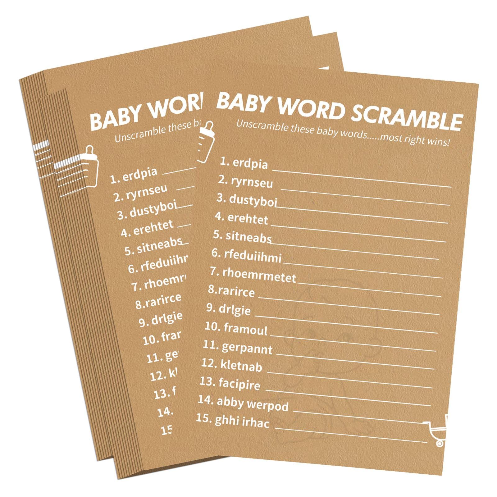 Buy Baby Shower GamesBaby Shower Word Scramble Game,50 Cards for Each Game(with Answer),Thick