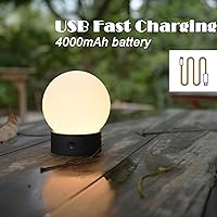 Vista 6 de Small Cute Cordless Table Lamp Rechargeable, Battery Operated Shower Lamp Waterproof, Touch Dimmable Globe Ambient Light for