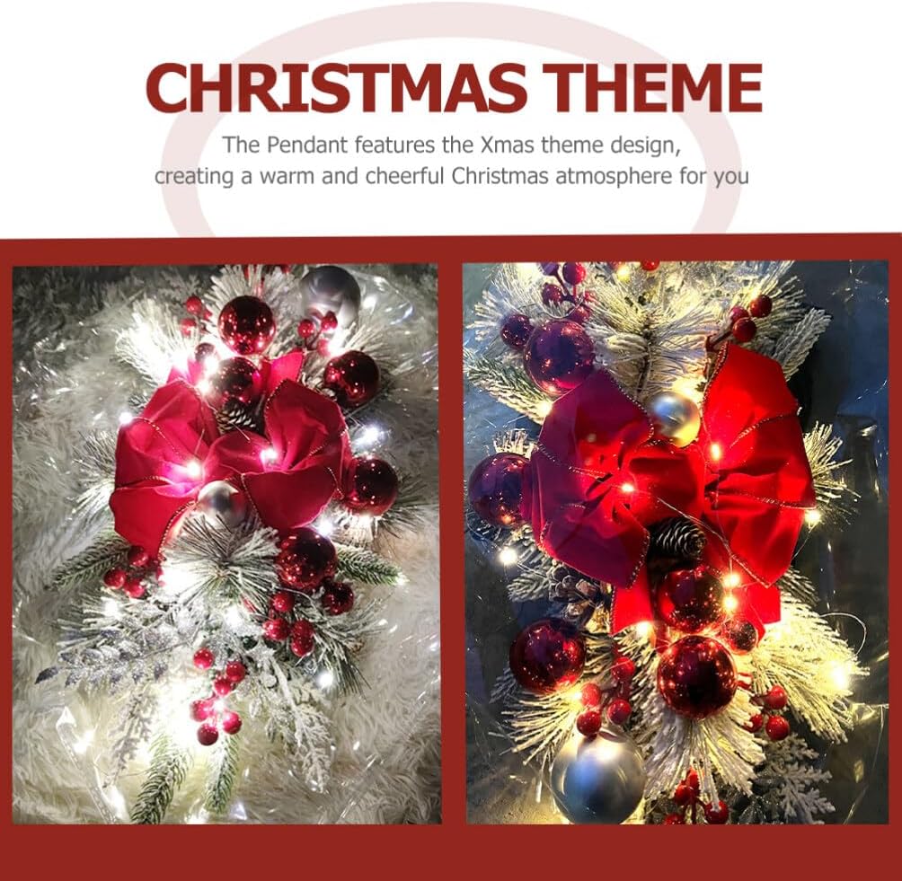 IMIKEYA Ornaments Holiday Wreaths Decor Garlands Artificial Pine Branch Front Door Swag Garland Light up Wreath Teardrop Cloth Balls