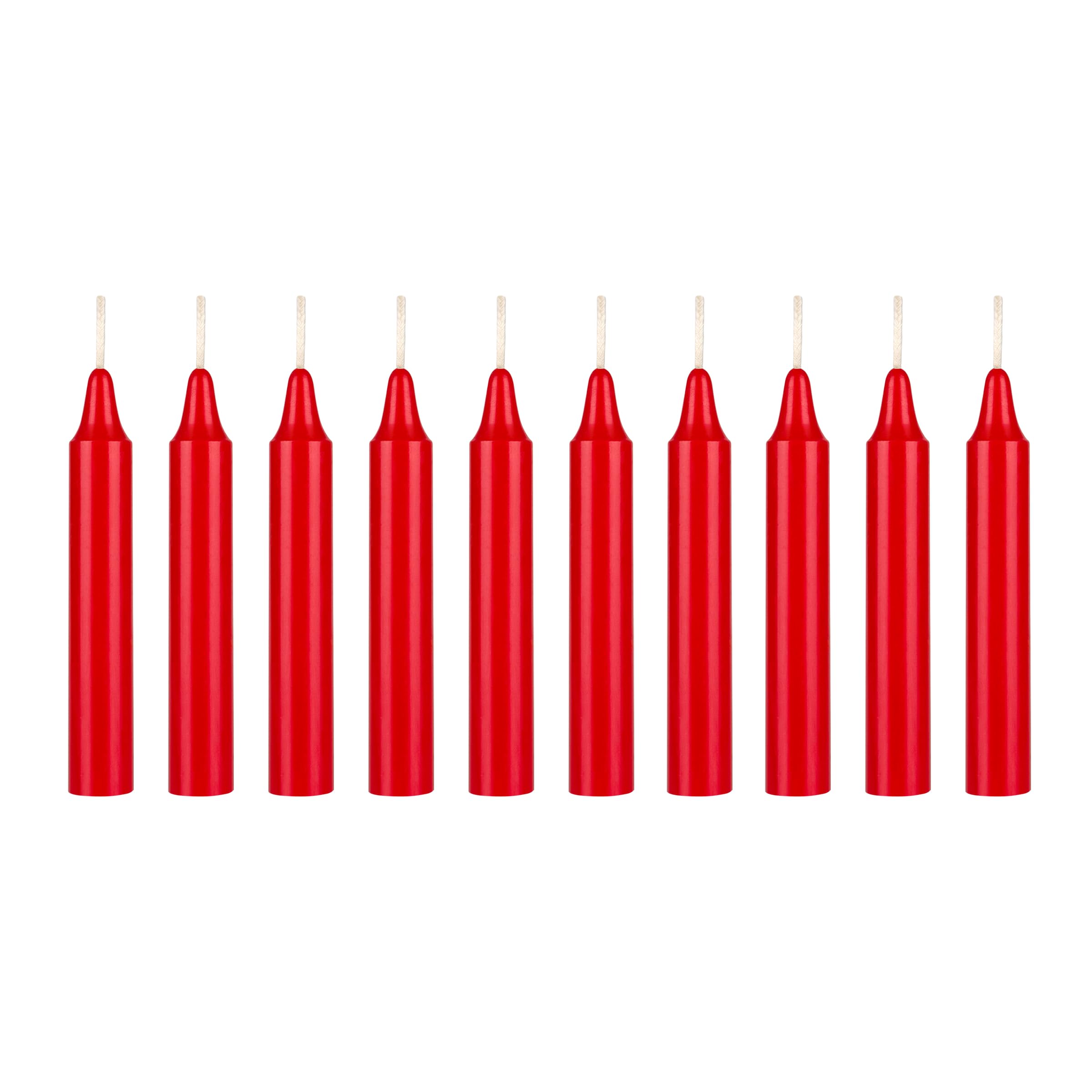 Mega Candles 10 pcs Unscented 4 Inch Red Taper Candles, Multi Purpose, Household General Usage, Emergency Lighting, Church, Prayer Vigils, Religious Ceremonies