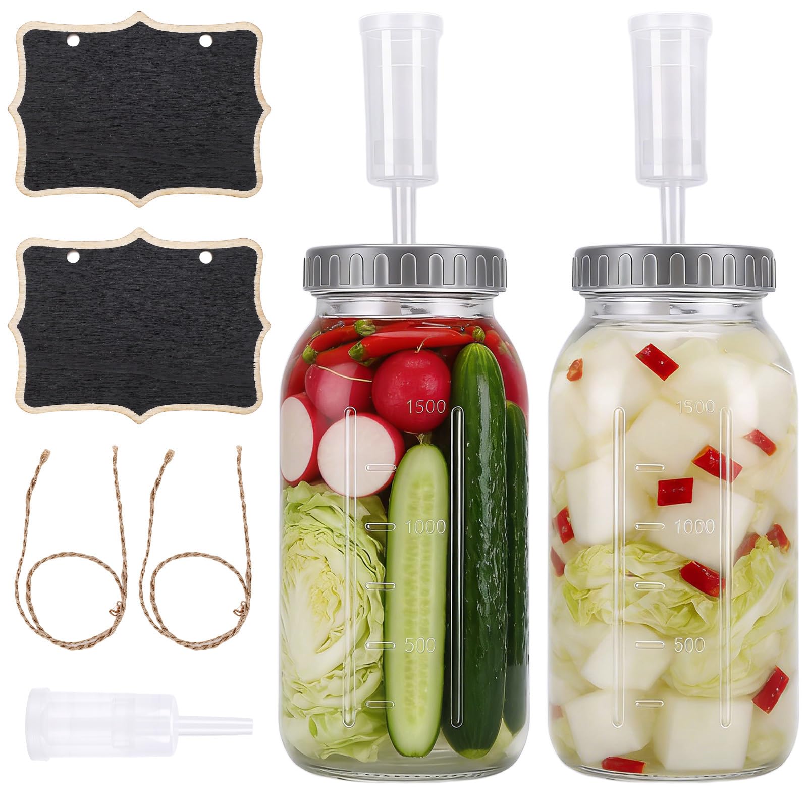 2 bocaux fermentation verre 1l avec