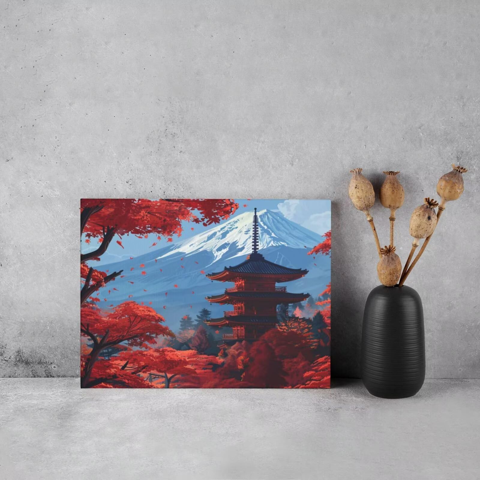 Kit per pittura con numeri per adulti, pittura giapponese con numeri per principianti, pittura acrilica con 6 pennelli, pittura ad olio per decorazione da parete (100 x 75 cm, senza cornice) MK89