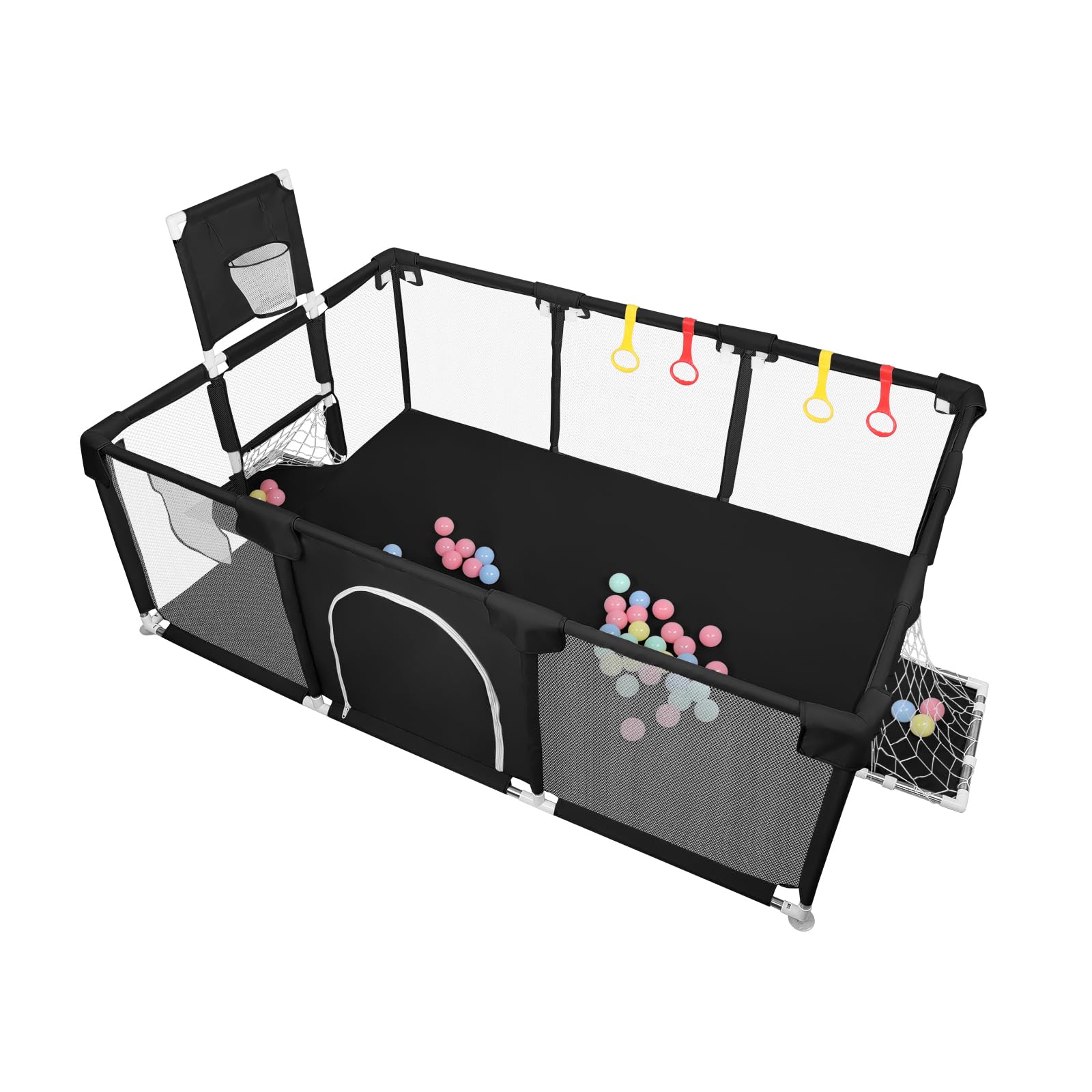 Parque Infantil Bebé, Alfombra de Juegos, Plegable, Malla Transpirable, Corralito Bebé, Con Malla Transpirable Baby Playpen,180 * 120 * 66 cm - Negro