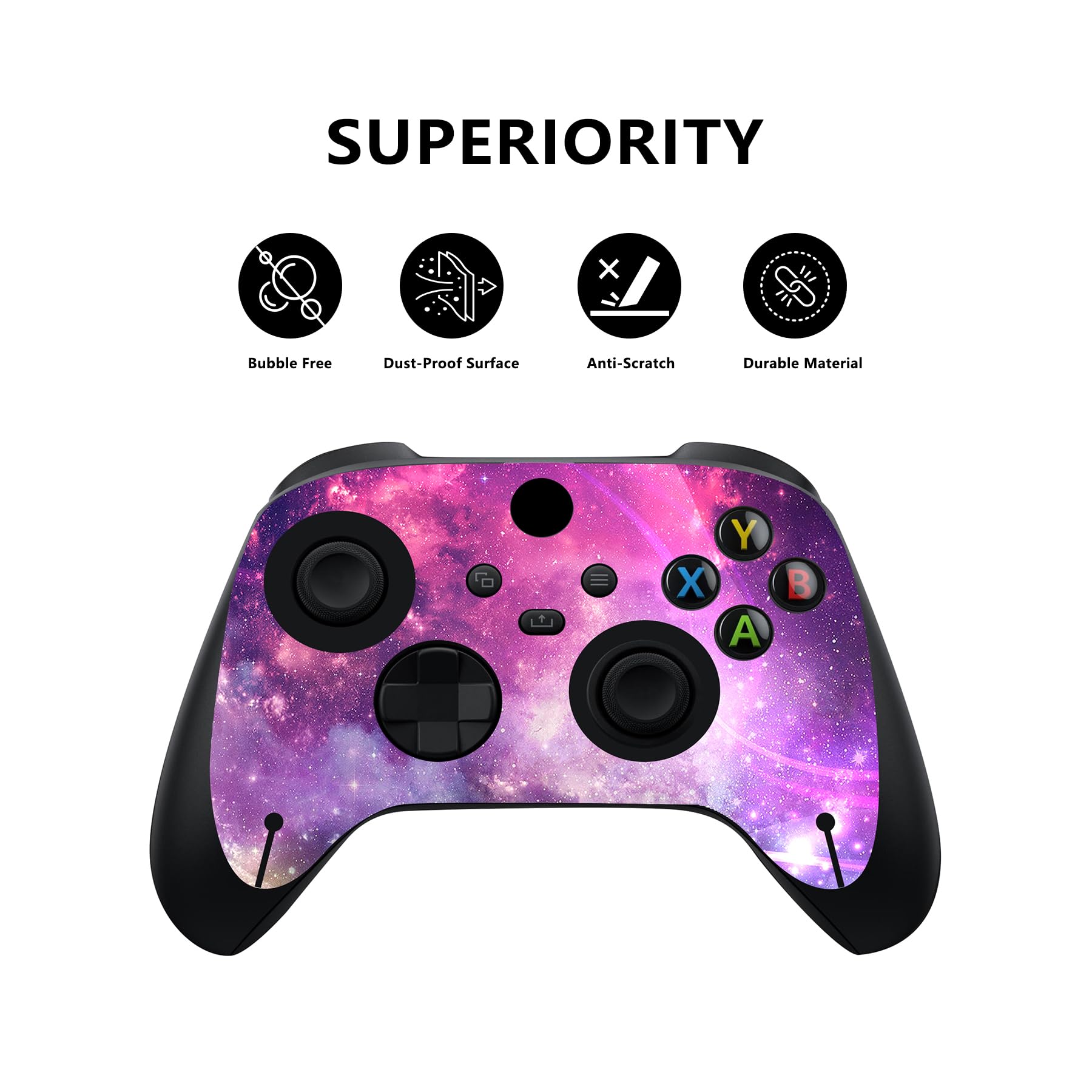 playvital Purple Galaxy Custom Vinyl Skins for Xbox Series X, Wrap Decal Cover Stickers for Xbox Series X Console Controller - 2