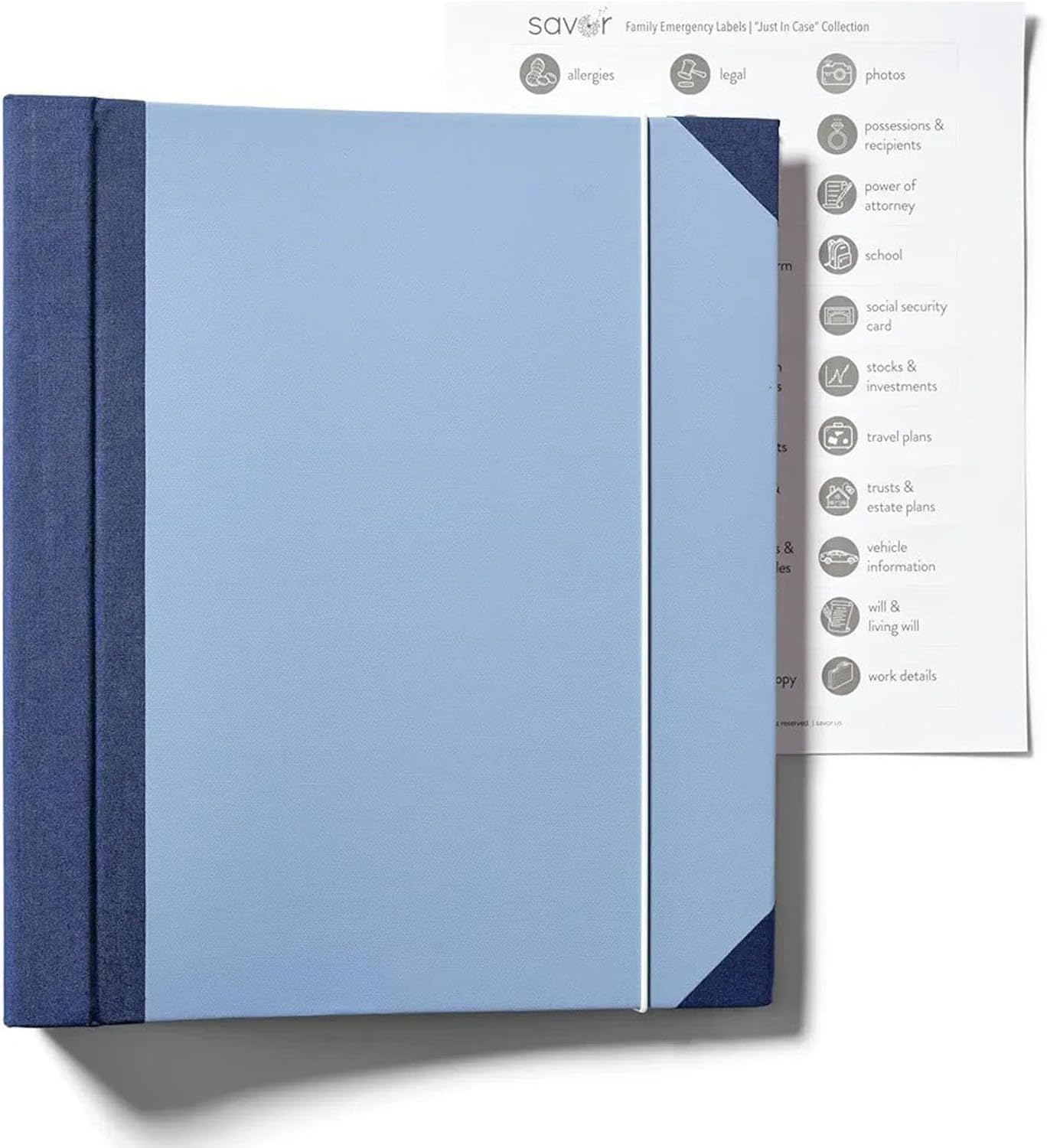 Dokumenten-Organizer-Folio mit Etiketten: Persönlicher Familien-Dokumenten-Organizer-Ordner – Life Binder Organizer Kit mit Taschen, idealer Familien-Notfallordner for wichtige Dokumente(Blue)