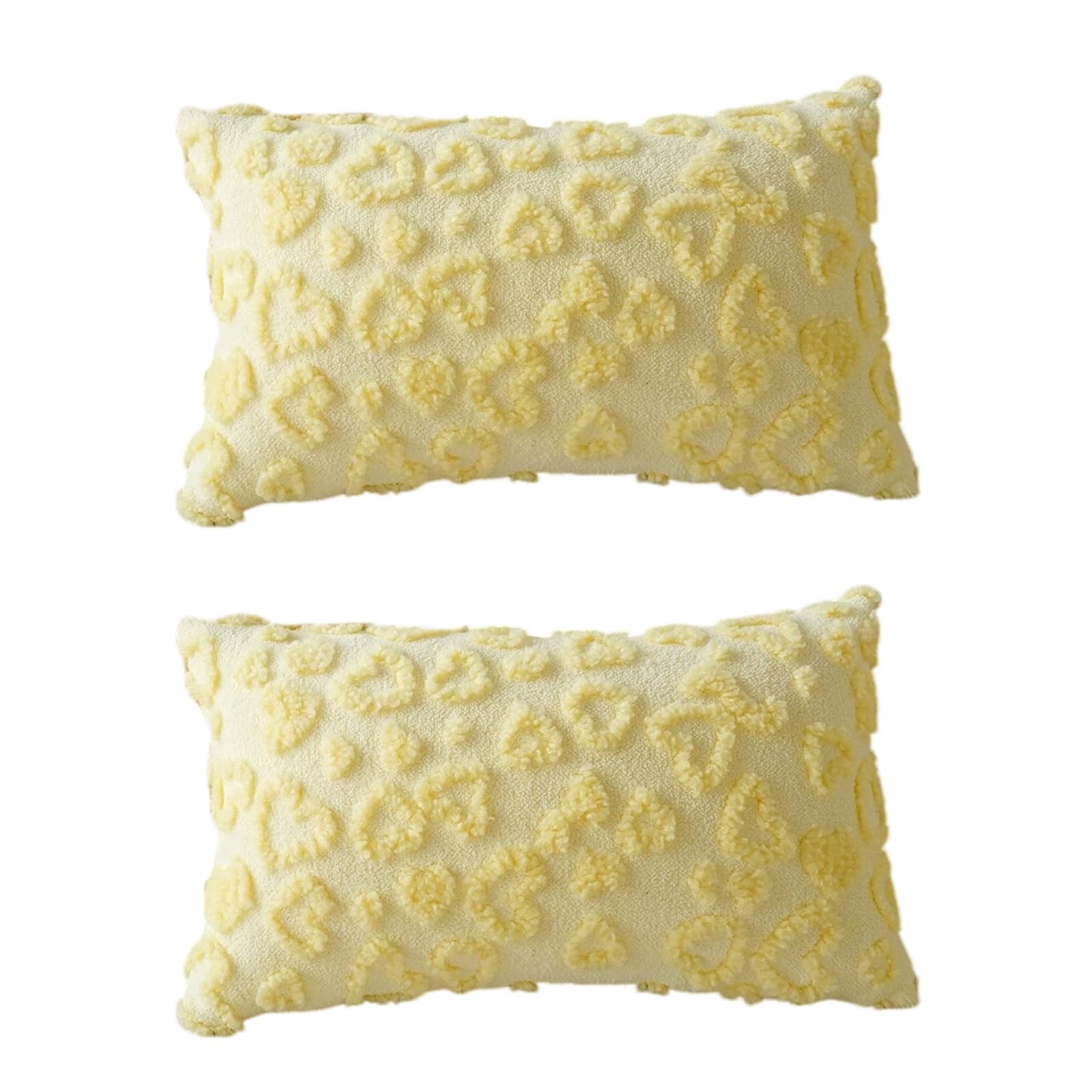 Nucelit 2 Fleece Velutinous Decorative Accent Pillow Protectors with Textured Heart Embroidery Decorative Heart Pillow