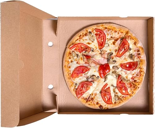 Cajas de pizza de cartón corrugado Kraft de 10 x 10 x 1.75 pulgadas (paquete de 25)