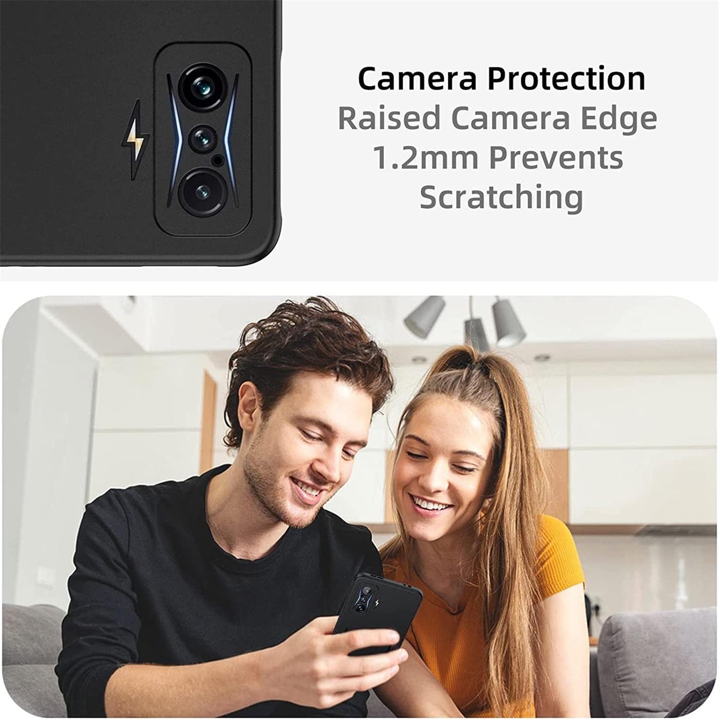HHUAN Custodia per Xiaomi Poco F4 GT (6.67) + [2 Pezzi Vetro Temperato Pellicola Protettiva], Nero Slim Morbida Silicone Antiurto TPU Bumper Case