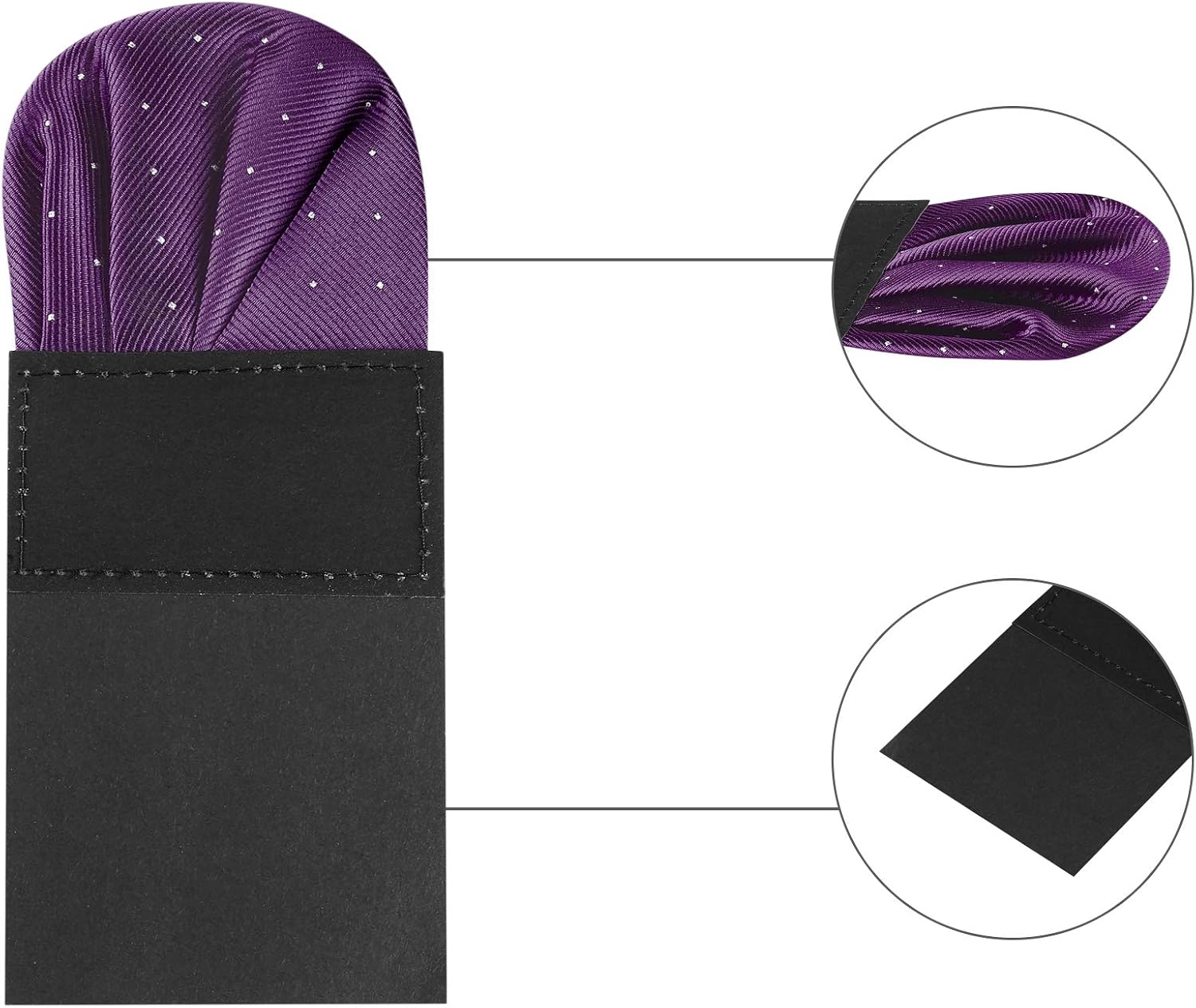 Allegra K Prefolded Pocket Squares for Men Polka Dots Round Shaped Suit Handkerchief image 2