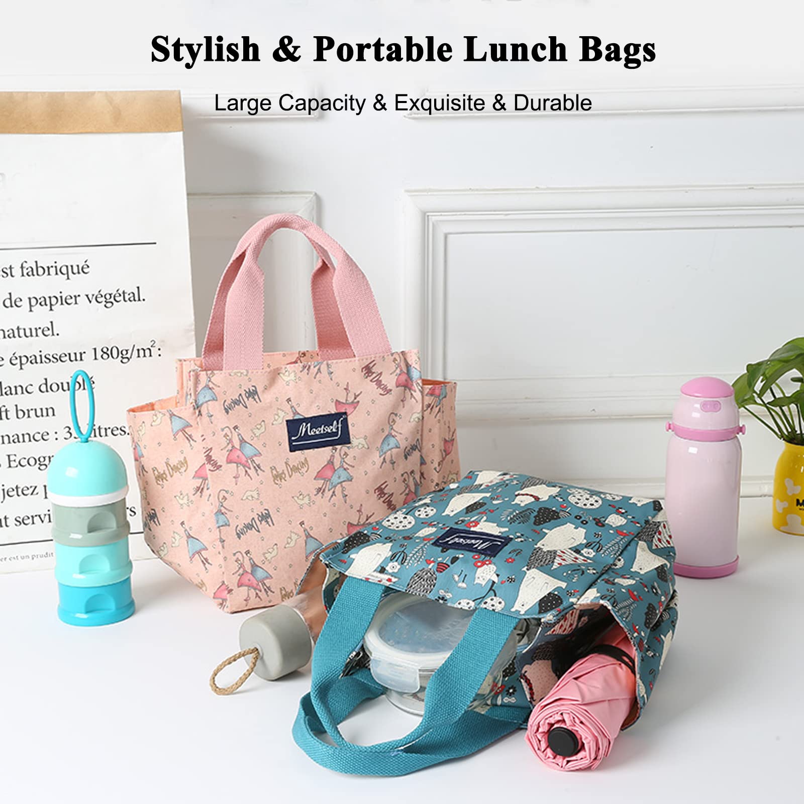 FANDARE Borsa Porta Pranzo Borsa da Picnic da Donna per Ufficio Lavoro Scuola Viaggi(Gatto)