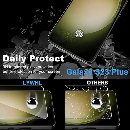 Miniatura 3 de Micger Protector de pantalla para Galaxy S23+ Plus (paquete de 2 + 2) con 2 protectores de lente de cámara, cobertura completa de vidrio 3D, dureza