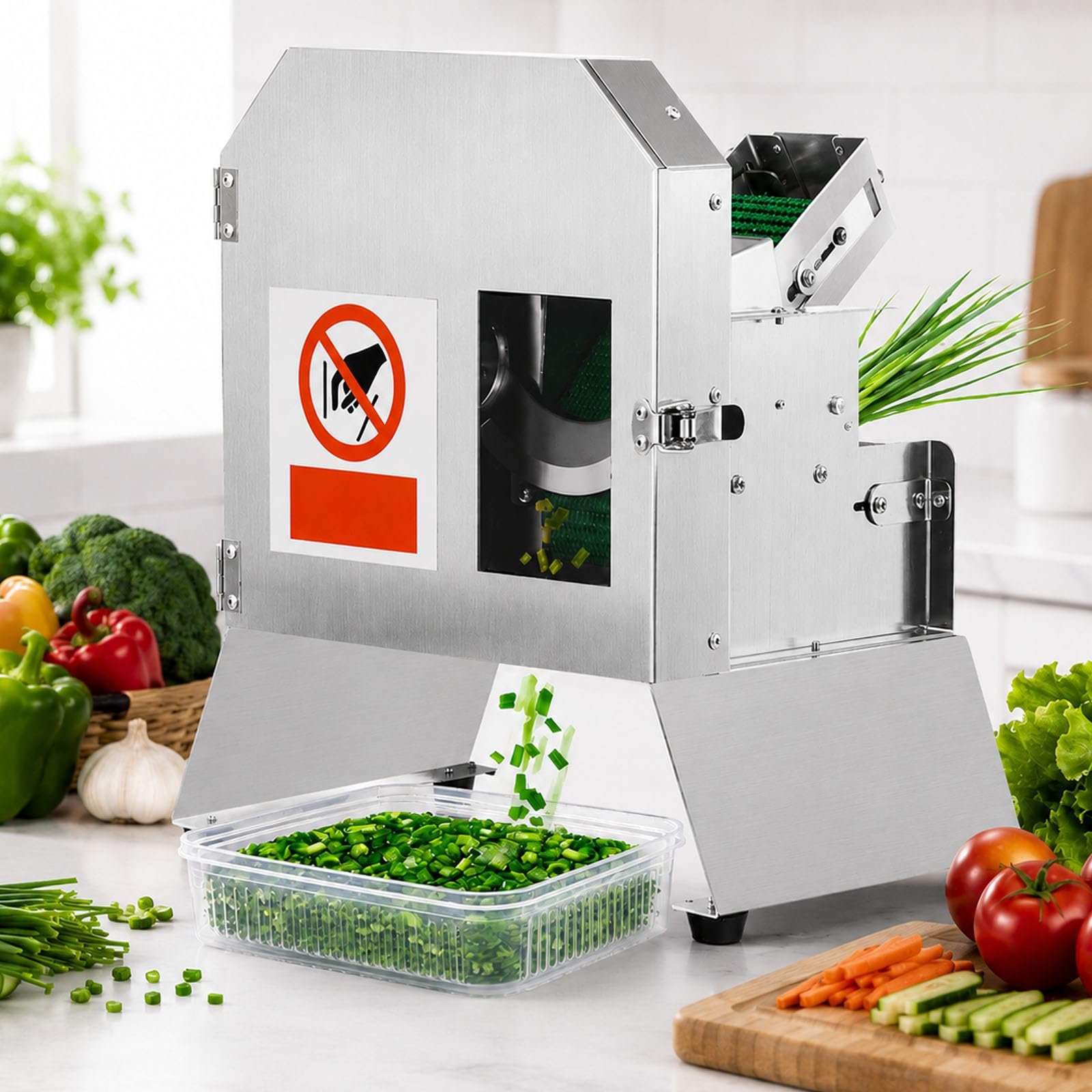 Tagliaverdure Professionale Da 100 W, Tritatutto E Affettatrice Elettrica Da Banco per Erbe Aromatiche, Robot Da Cucina a Velocità Variabile Da 1,5 a 35 Mm Con Finestra Di Visualizzazione