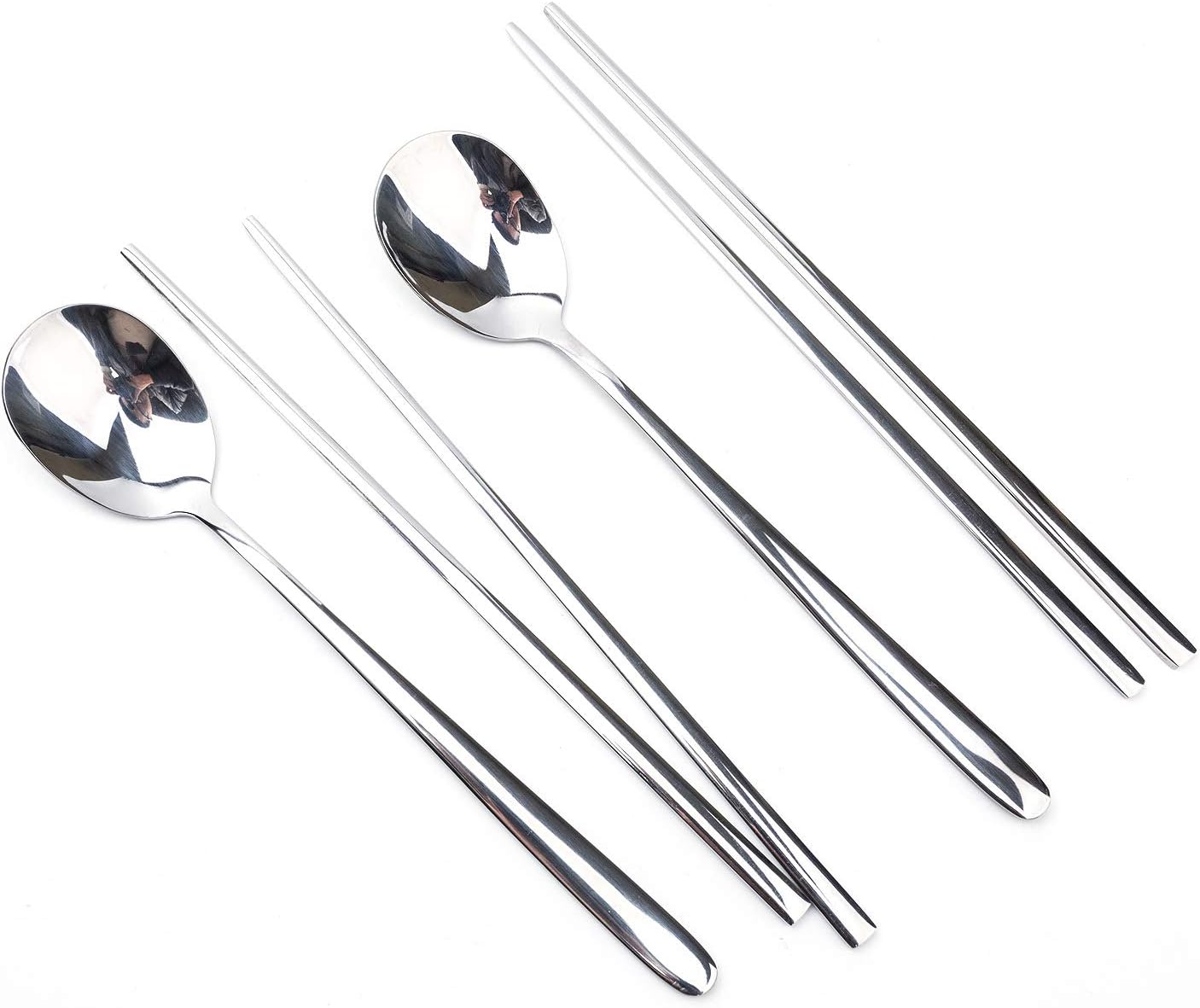 2 Pairs Stainless Steel Chopsticks and spoon Set, Reusable