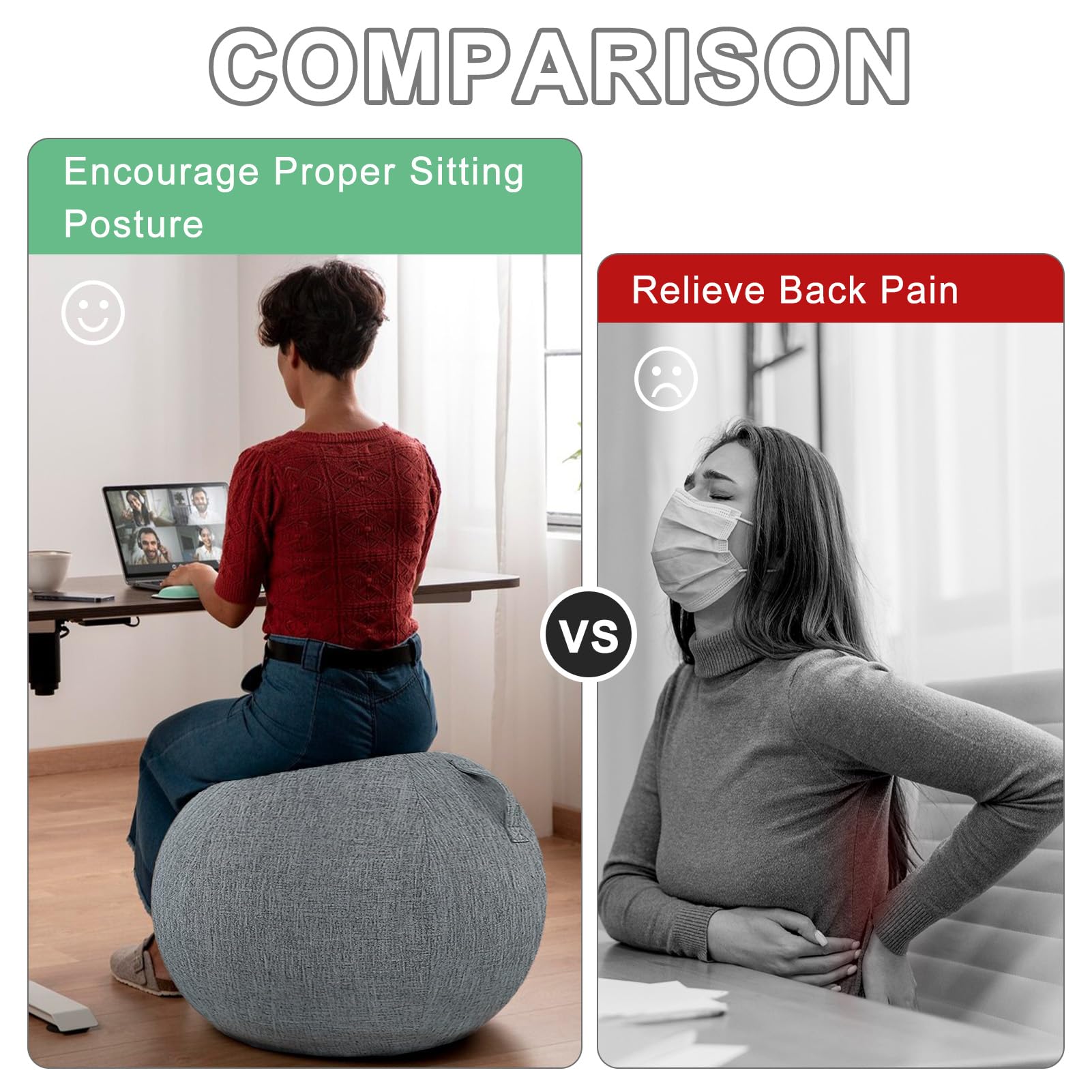 Housse de protection pliable pour ballon de fitness, pilates, yoga, 65 cm de diamètre, gris foncé, 65 cm (sans ballon de gymnastique)