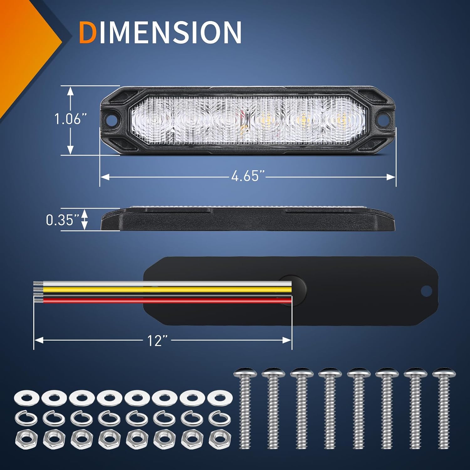 Nilight 6LED Blue White Emergency Strobe lights Sync Feature Surface Mount