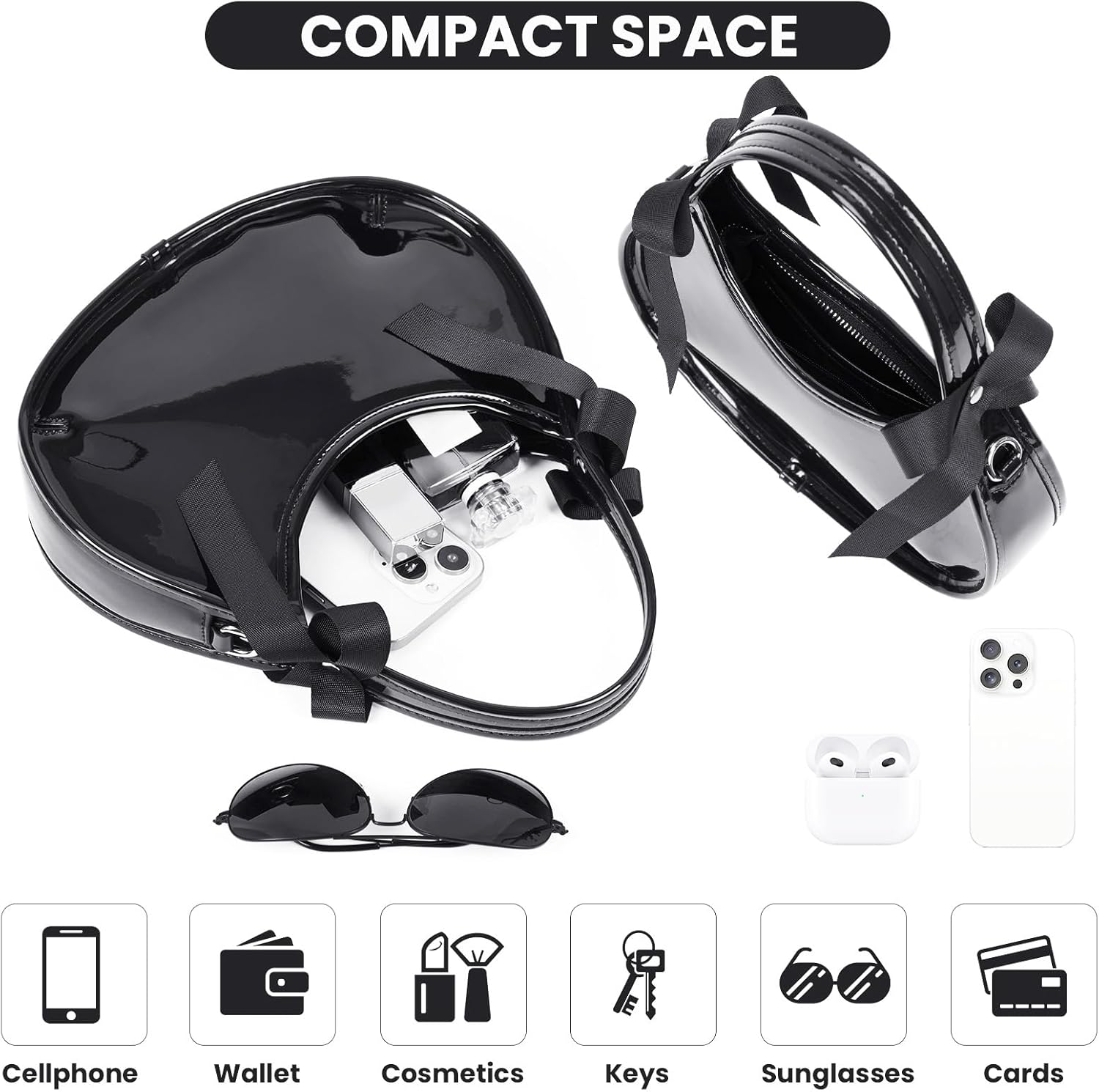 Burgundy Purse for Women Small Patent Leather Purse Y2k Shoulder Crossbody Bag Bow Tie Clutch Tote Purses - Image 5