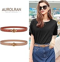 Vista 99 de Cinturón de cuero clásico con hebilla de metal para mujer con vestido de jeans Aah-negro-clásico