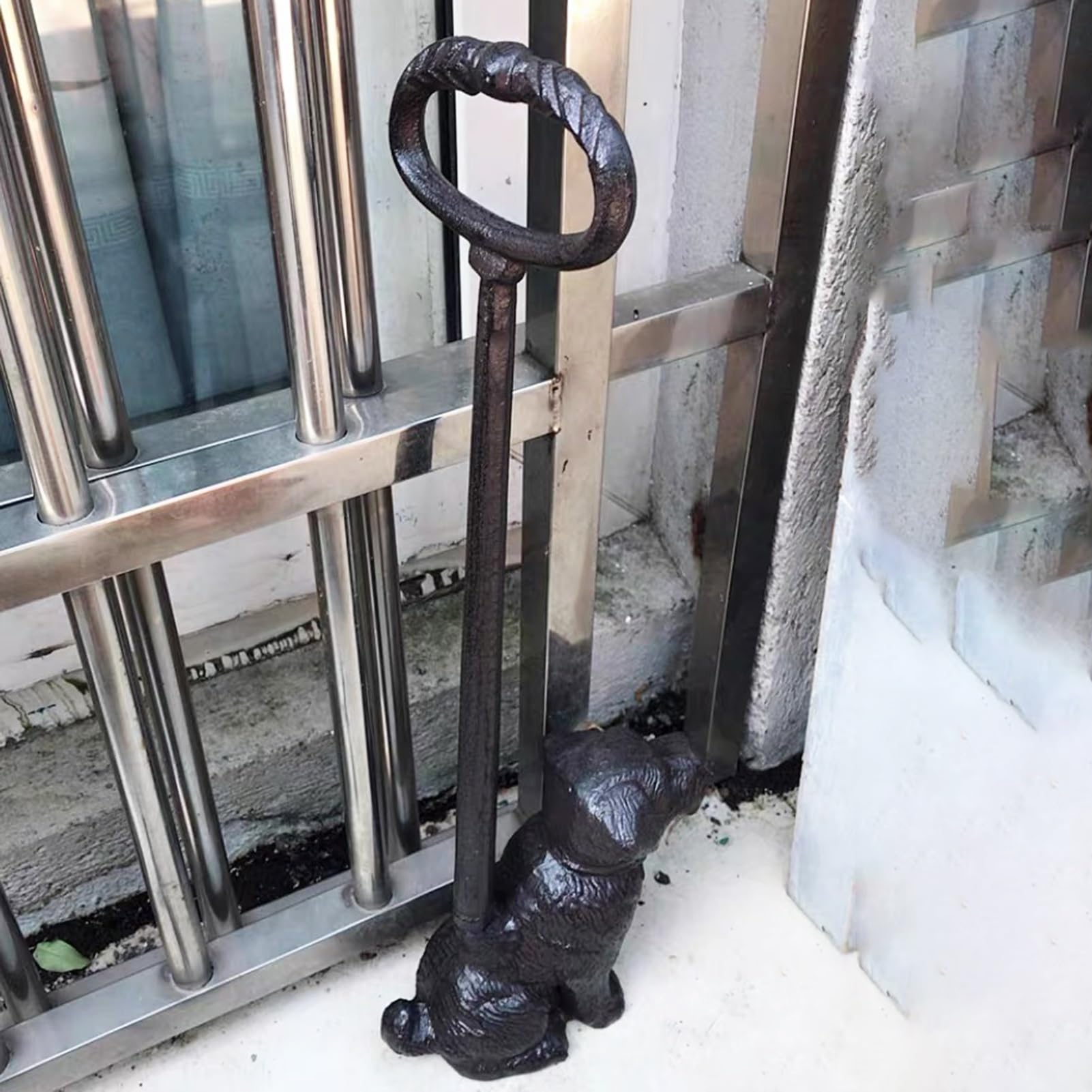 Tope de Puerta de Hierro Fundido 100% para Puertas Pesadas, 2,3Kg Tope De Puerta con Peso para Exteriores Patio Jardín Casa De Campo Altura 49,5cm