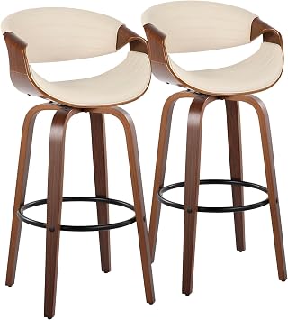 LumiSource Symphony 30" Fixed-Height Bar Stool, Bar Chairs, Swivel Bar Stools, Bar Stools Set of 2