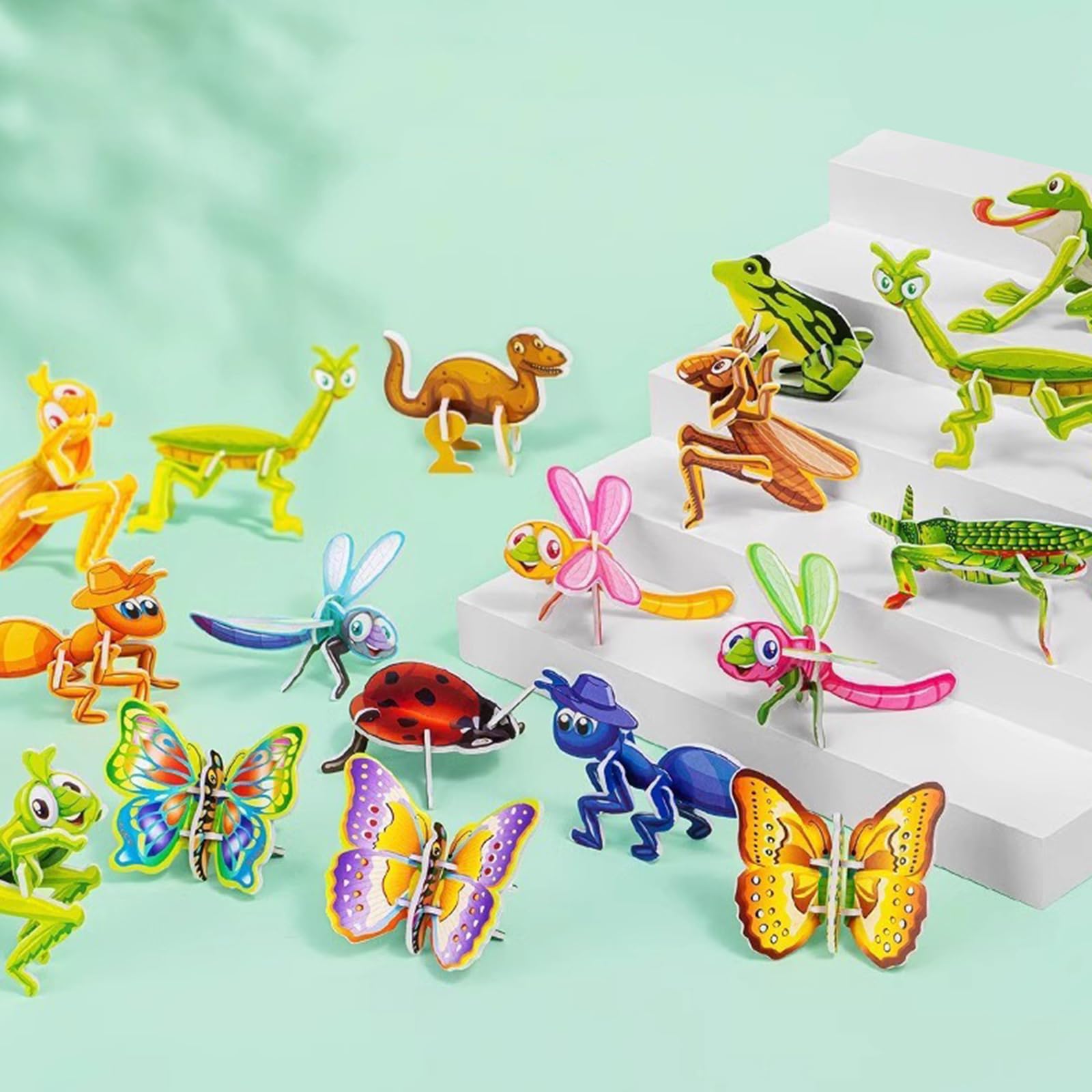 dellyy Puzzle 3D dla dzieci, 30 elementów, puzzle z kreskówek, edukacyjne puzzle 3D dla dzieci, mini puzzle dla dzieci, zabawki 3D (owad)