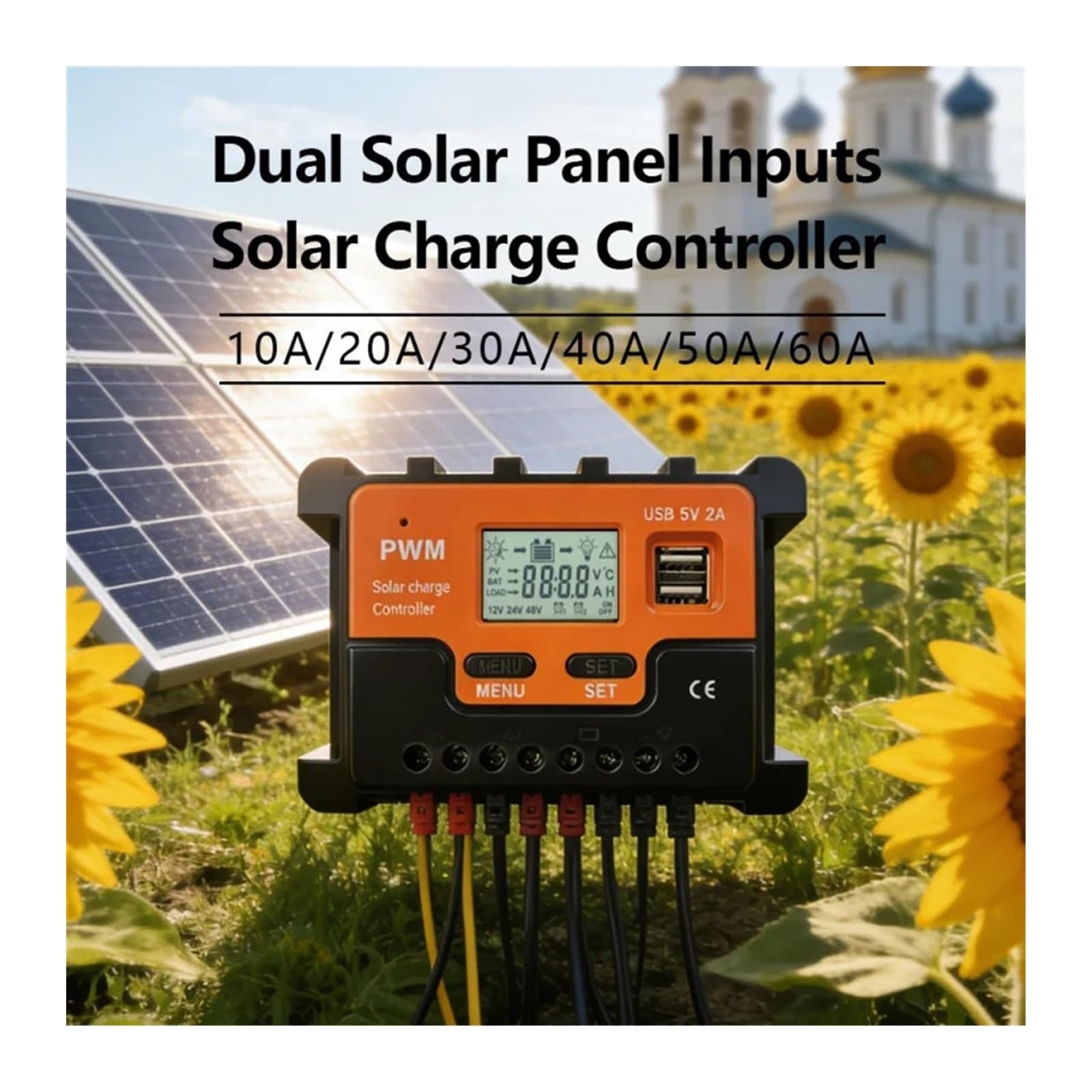 controlador de carga solar, 12V 24V 48V Controlador de carga solar PWM inteligente