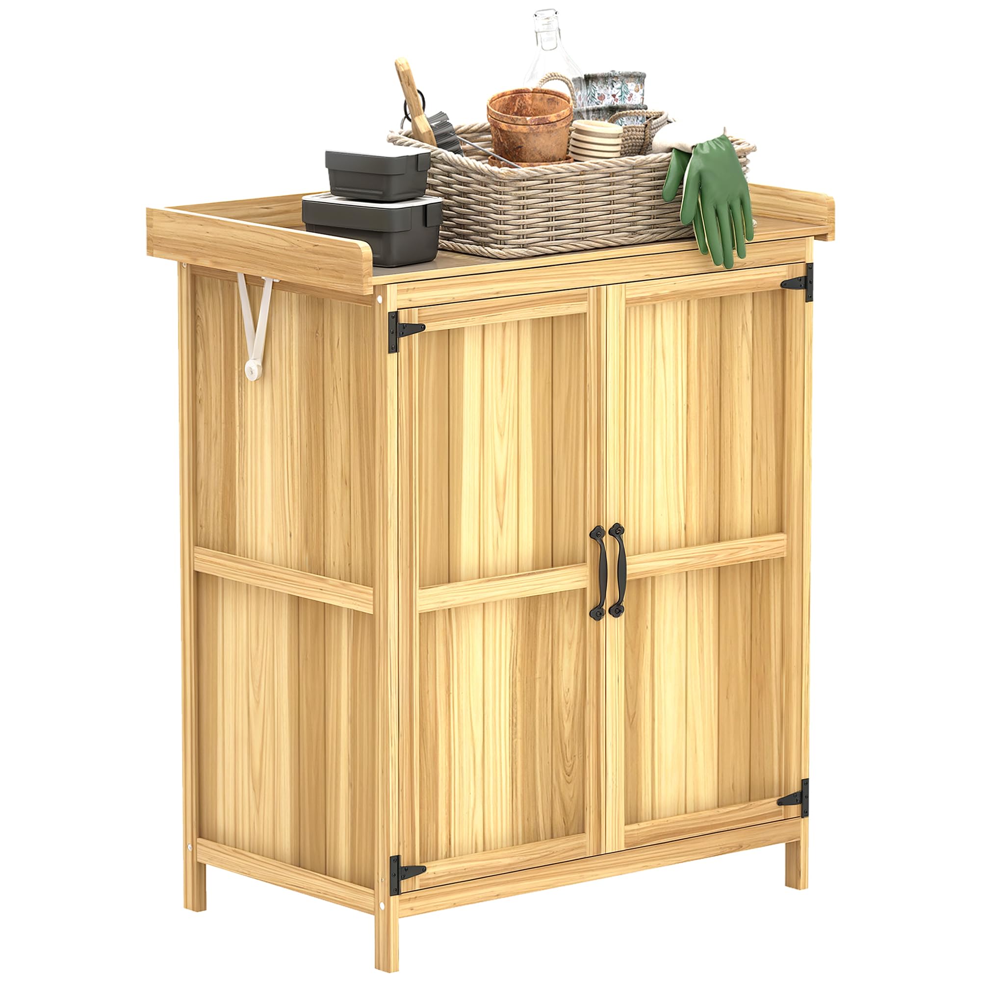 outsunny armoire de jardin en bois