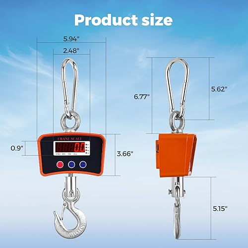 Miniatura 7 de Bonvoisin Báscula de grúa de 2200 lbs1000 kg, báscula colgante digital legibilidad 0.44 lbs0.2kg, báscula de gancho recargable para granja, báscula