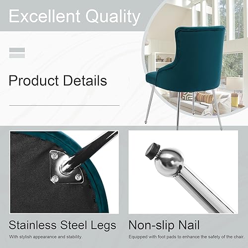 Miniatura 19 de Silla de tocador de terciopelo con respaldo, moderna silla pequeña sin brazos con patas de metal, silla auxiliar tapizada para sala de estar, Gris