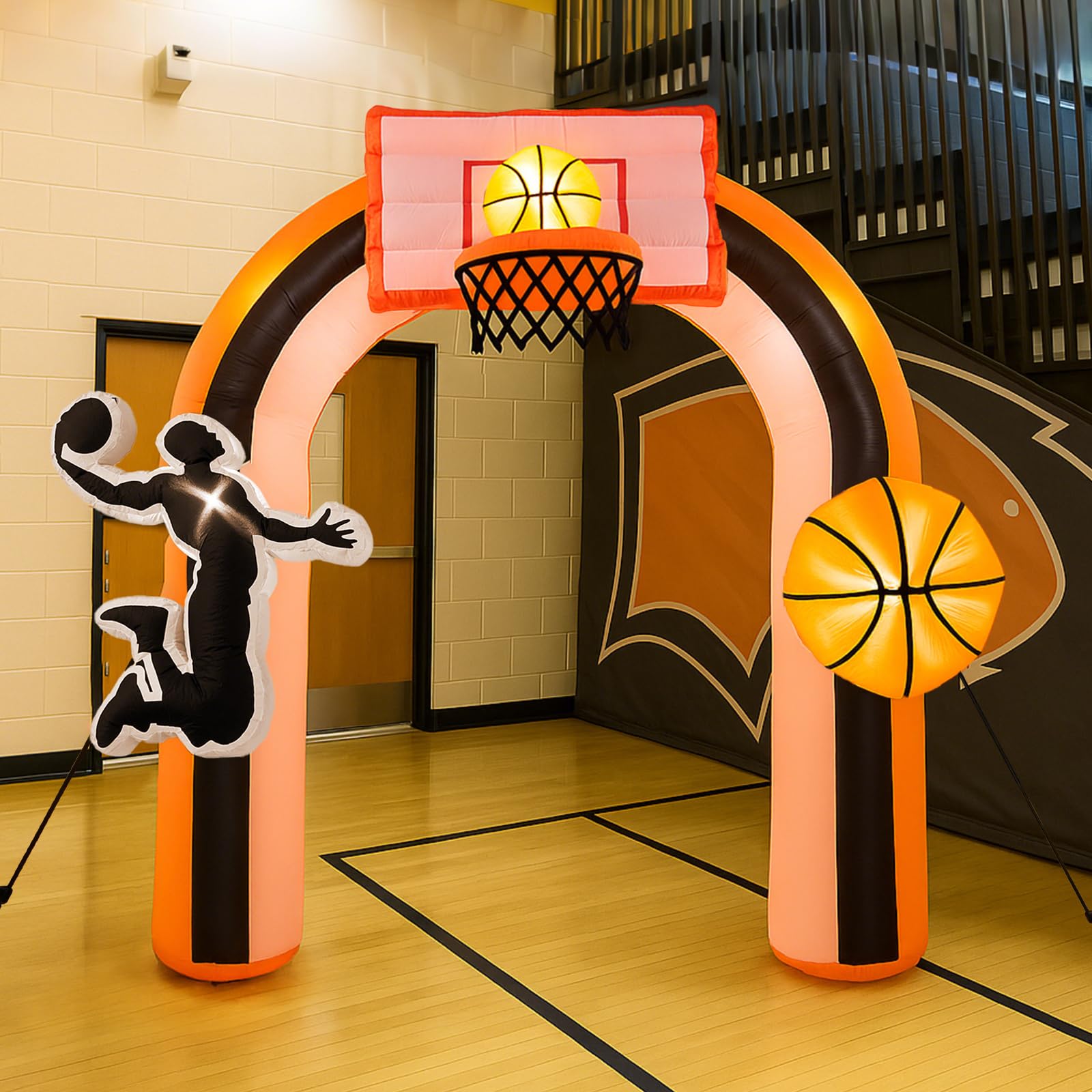 Photo 1 of Vertintong 9 ft Giant Basket Inflation Arch for Basketball Party Decorate with 1 Blower and 5 LED Light for Basketball Team Coach Stadium