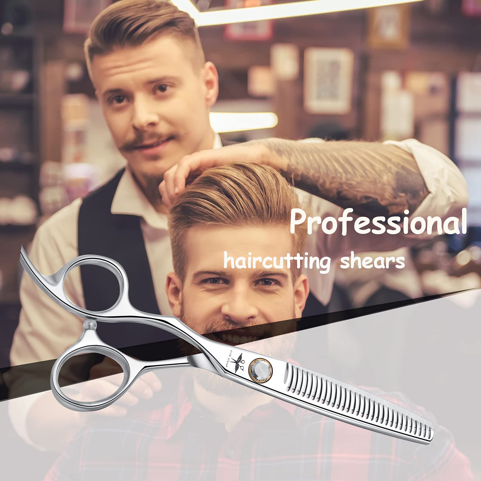 Ciseaux Coiffure Ddébutant Ciseaux Cheveux Professionnel Ciseaux Desepaississant Effileur Cheveux Taille 6 Pouces d'argent Acier Inoxydable Japonais 440c pour Coiffeur Etudiant Bébé Femme Homme