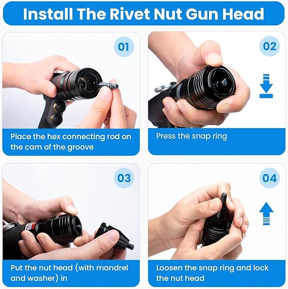 Pneumatic Rivet Nut Gun Tool, 1/4, 5/16 inch Heavy Duty Adjustable Speed Air Rivet Gun with Mandrels Riveting Gun Kit Riveter Set Pull Rivnut Gun (803 Model)