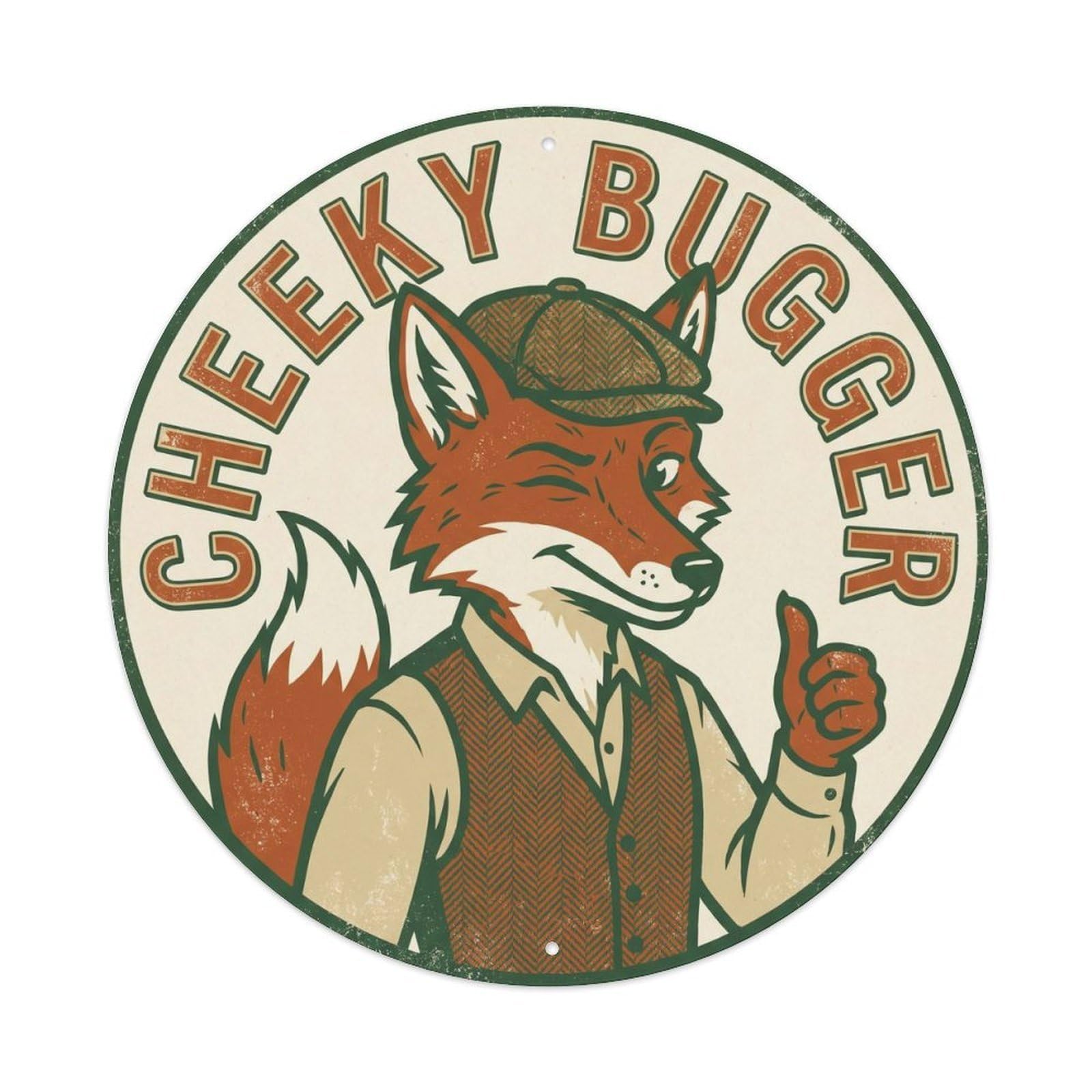 Vintage Fox Woodland Wildlife Cheeky Attitude Playful Metal Tin Sign