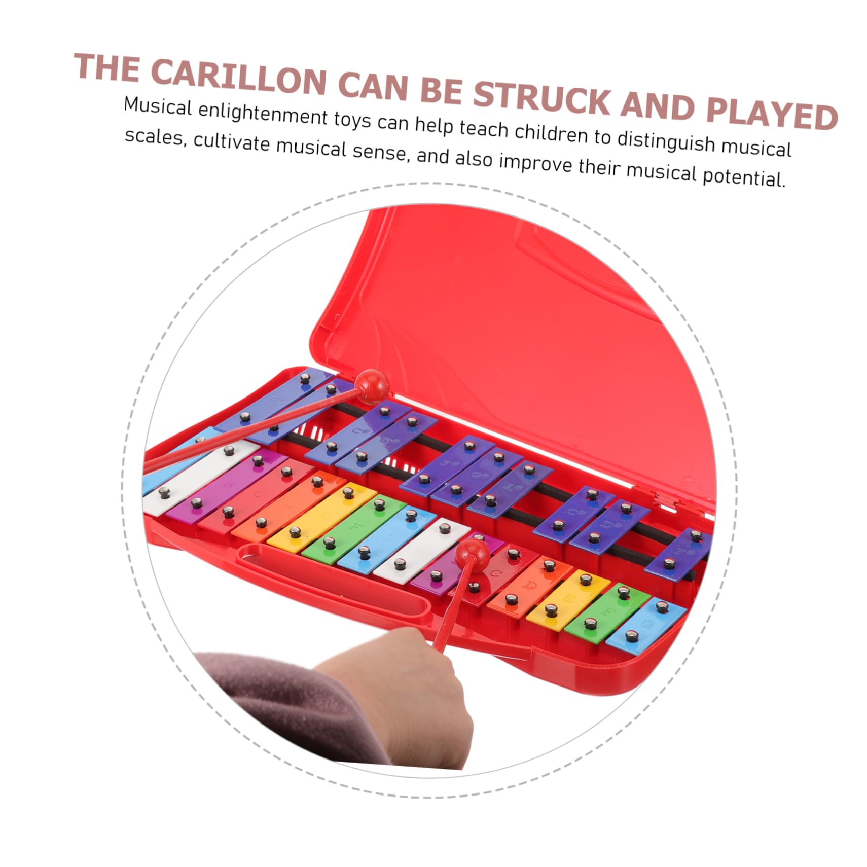 ifundom Xilófono para Niños 25 Tonos, Instrumento de Percusión Seguro Rebabas, Hecho de Plástico y Hierro Adecuado para Aprendizaje Preescolar y Desarrollo Musical