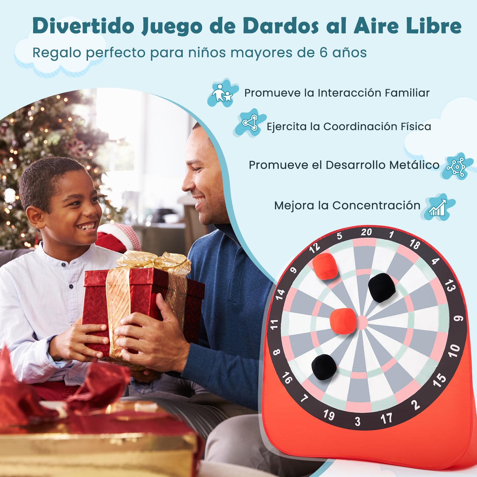 COSTWAY Diana Dardos Gran Board para Niños, Plegable y Portátil con 4 Pelotas de Pateo, Bolsa de Transporte, Tablero de Dardos de Fútbol para Jardín, Césped