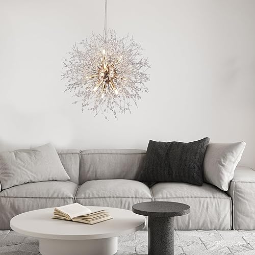 Miniatura 2 de Sputnik - Candelabros de cristal dorado de 9 luces, moderna luz colgante de diente de león, lámpara redonda pequeña, luces colgantes con cuentas