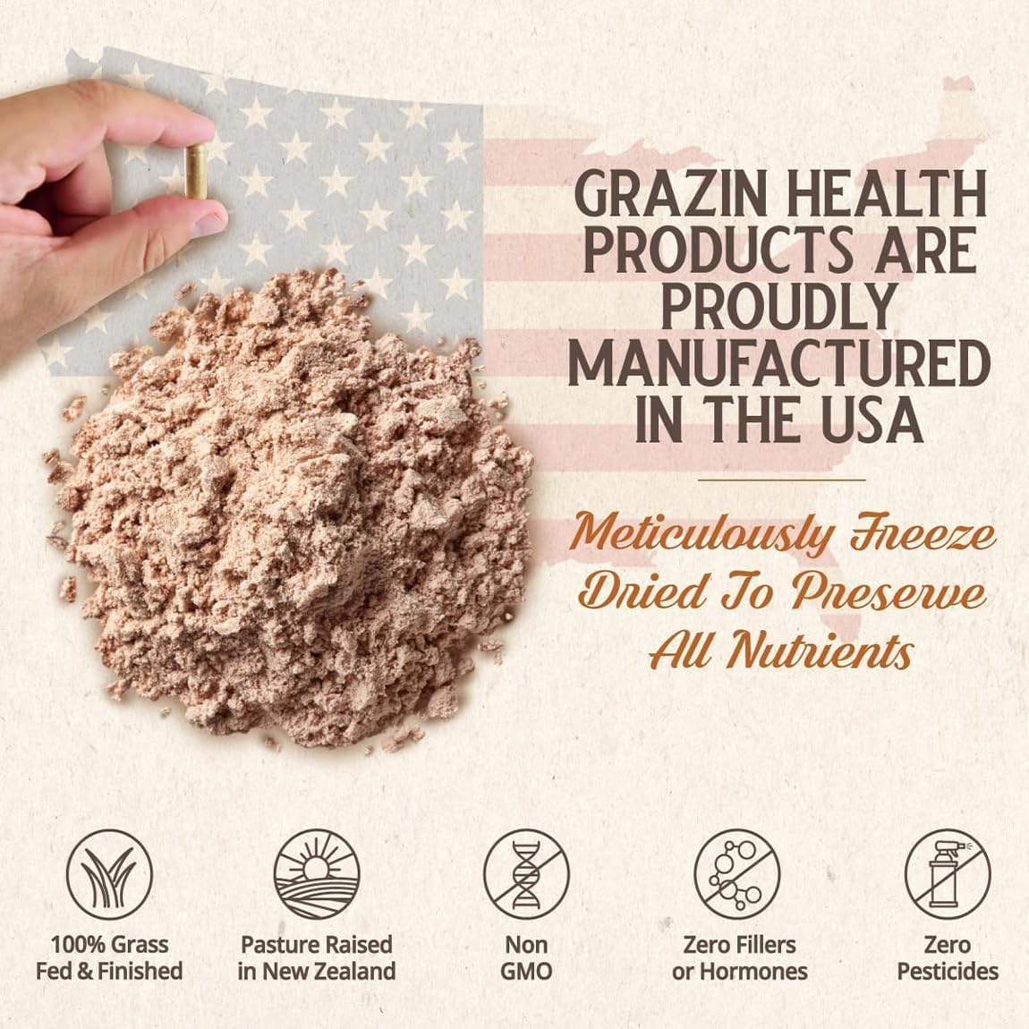 Grass-Fed Freeze-Dried Bovine Heart & Liver Capsules 3000 mg per Serving | CoQ10, Iron, Zinc & B12 Supplement for Natural Heart, Energy, and Immune Support
