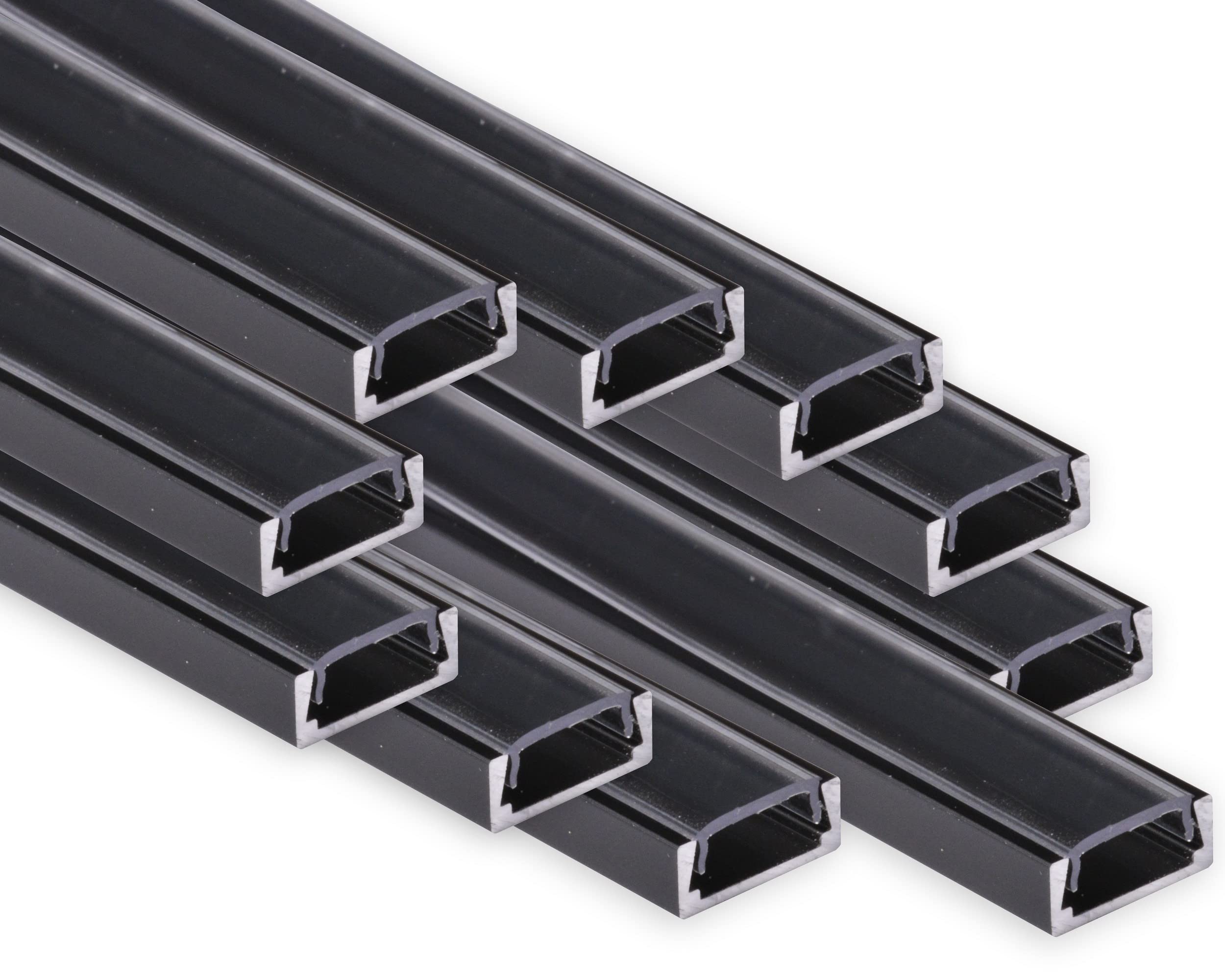 AFTERTECH Aluminiumprofil Für LED-Streifen – 10 X 3 M, Schwarz, Inkl. Kappen & Clips