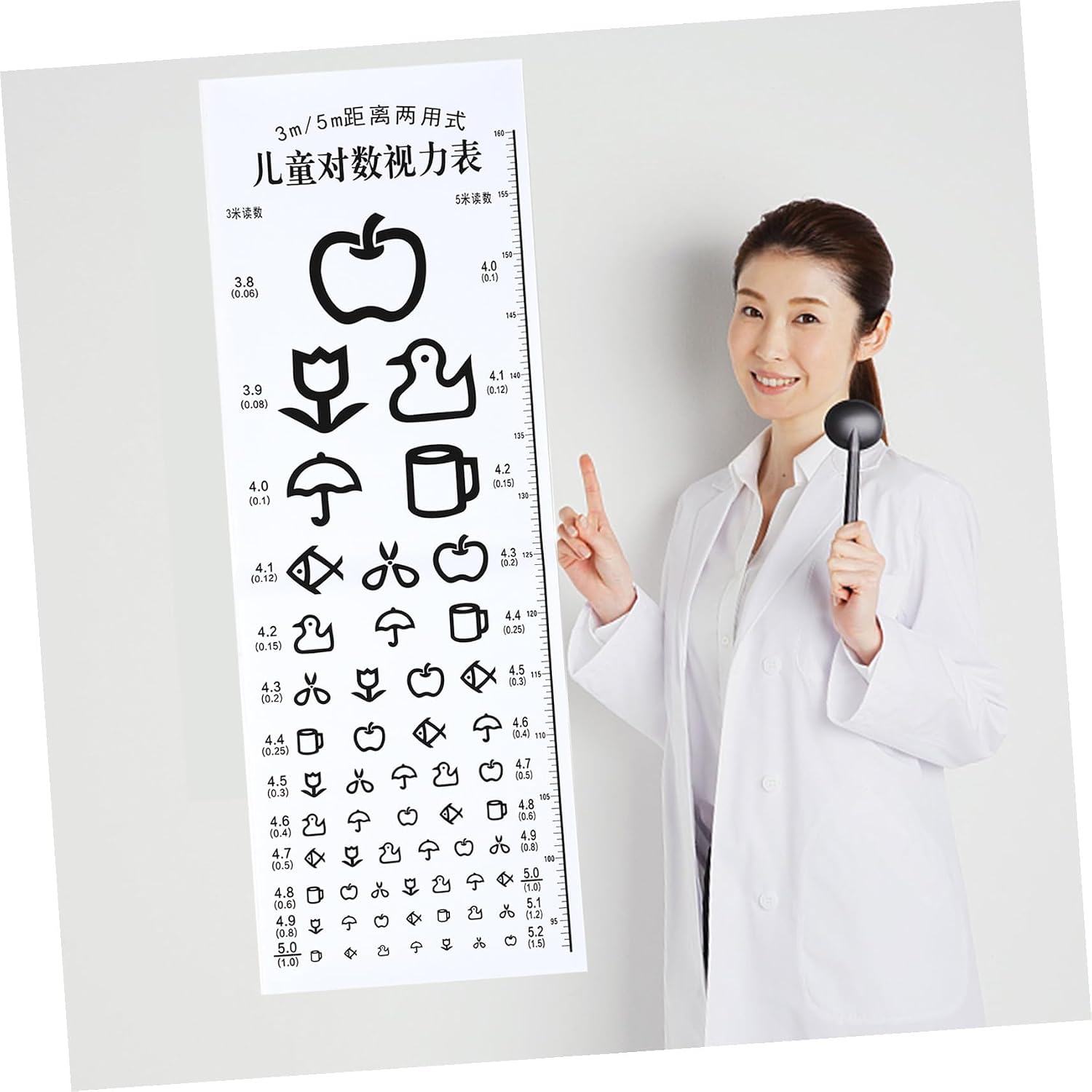 Pediatric Vision Chart for Kids, White PVC Wall Hanging, Print | Kindergarten Clinic Use, Measuring Visual Acuity, Classic Layout, Sturdy Surface, Children Eye Exams