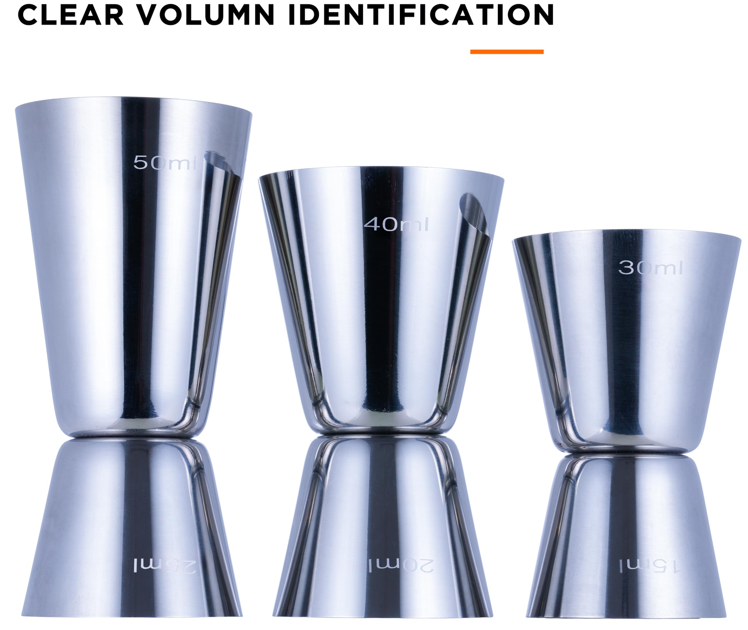 YoiYee Twin Pack Stainless Steel Cocktail Jiggers - Image 4