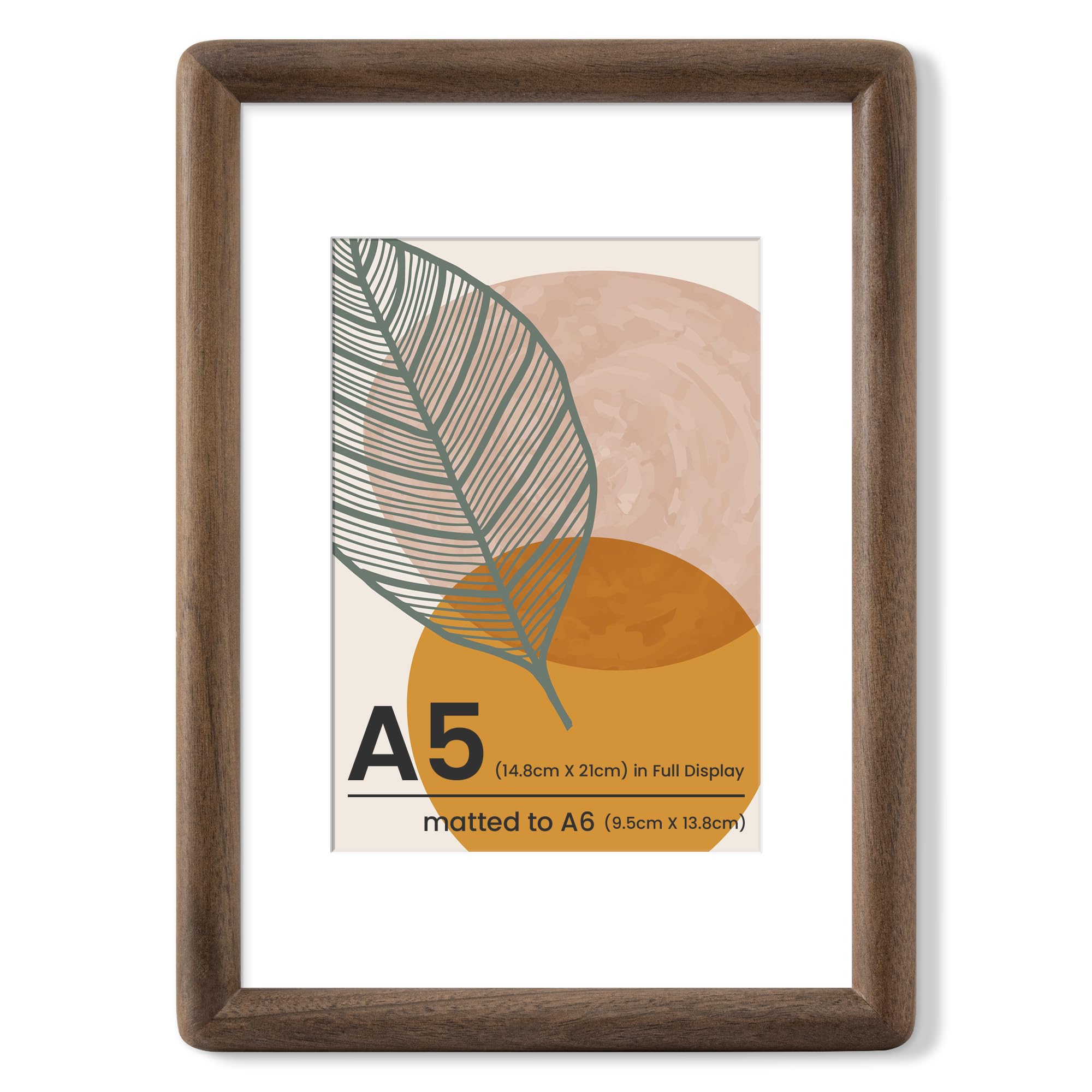 Axeman A5 Frame, USA-Sourced Walnut Wood Frame with Real Glass, Rounded Corner A5 Walnut Frame with Mount for A6, Wall Hanging or Tabletop Display โ image 1