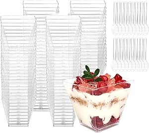 Verrines Plastiques Jetables Newaner Lot De 50 Verrines Transparentes 60ml Avec Cuillères - Gobelets à Dessert Réutilisables Pour Mousse, Glace, Pudding - Idéal Fêtes Et événements Verrines Desserts
