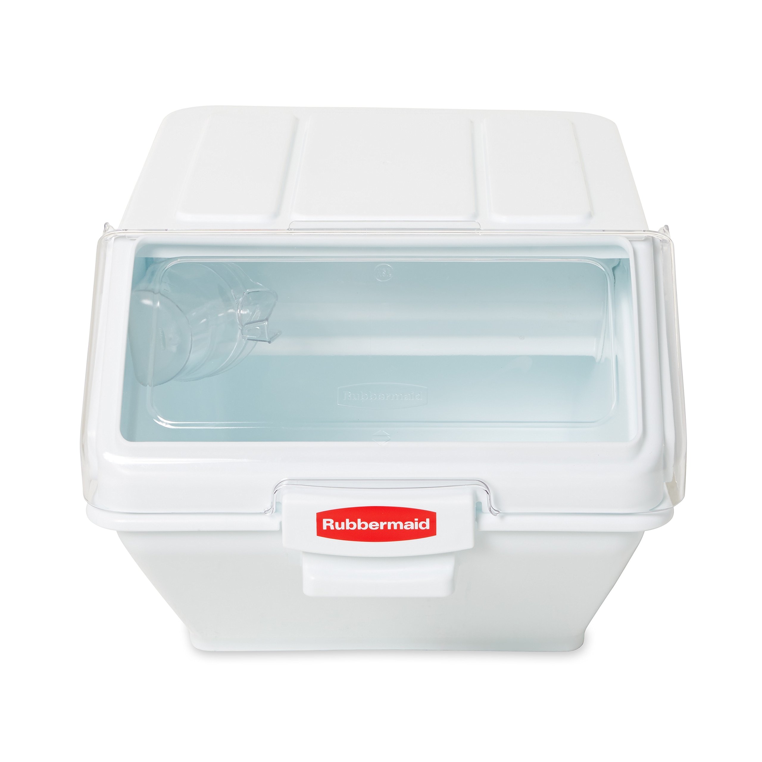 Rubbermaid Commercial Products ProSave Shelf Food Ingredient Bin with Scoop, 200-Cup, White, Kitchen Food Storage Sugar/Grains/Rice/Baking Supplies