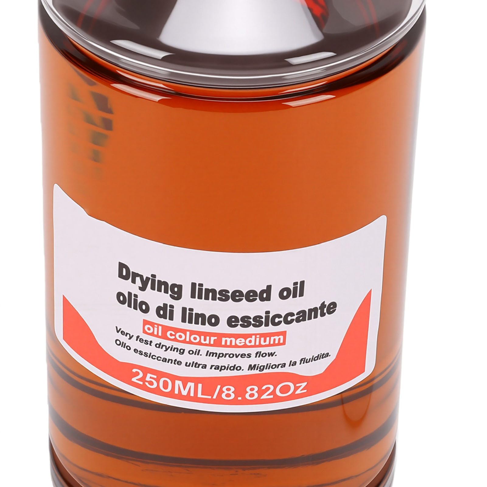 Huile de Lin à Séchage Rapide de 250 Ml, Médium de Peinture pour Peinture à L'huile avec Amélioration de la Brillance, du Débit et de la Transparence